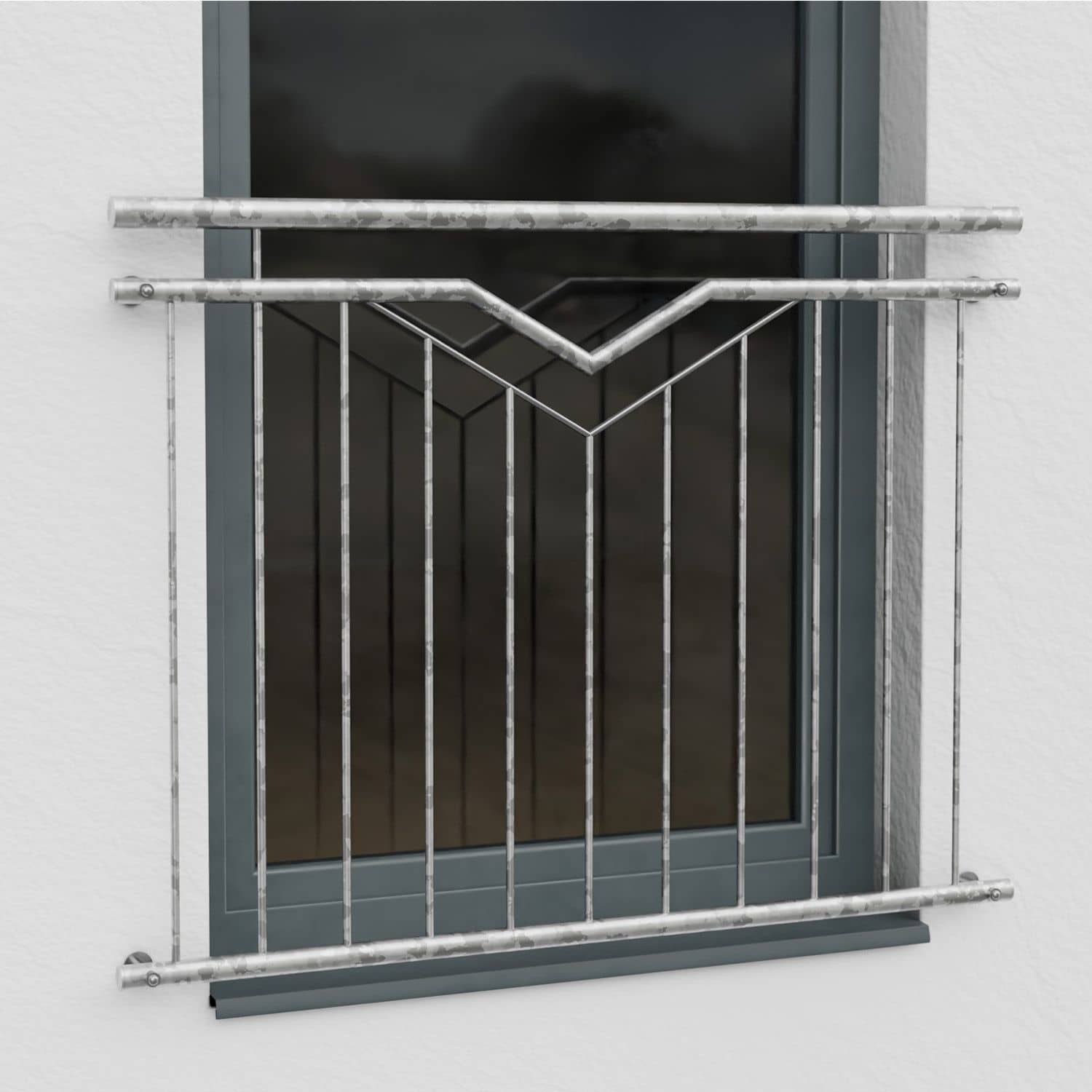 Balcon à la française en acier galvanisé double V