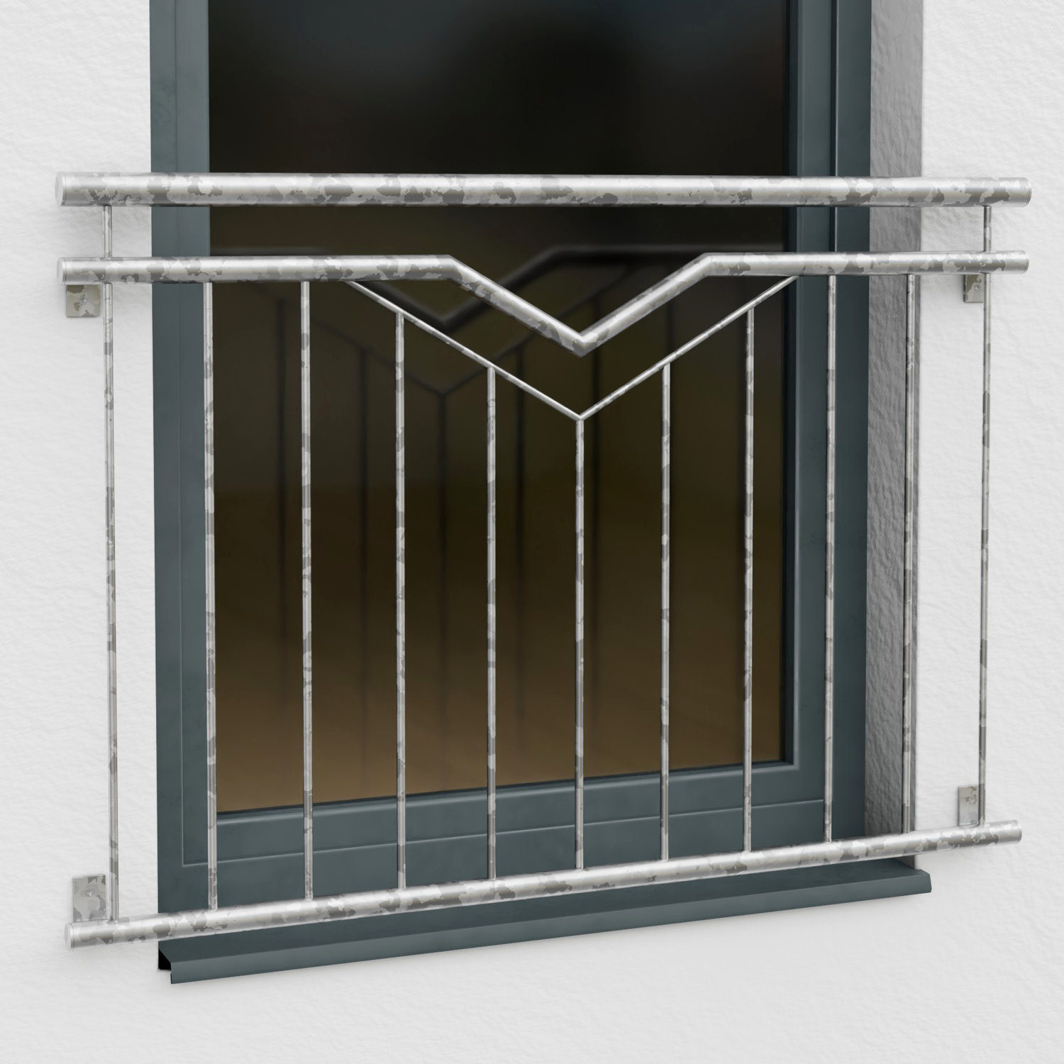 Balcon à la française en acier galvanisé double V