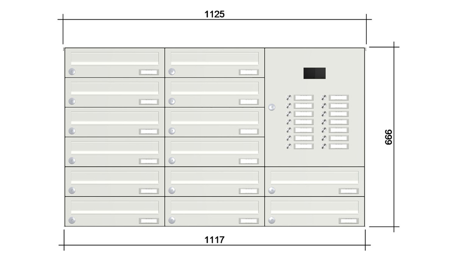 Briefkastenanlage | Aufputz | 14-fach | Waagerecht | Audio | Video | Farbe