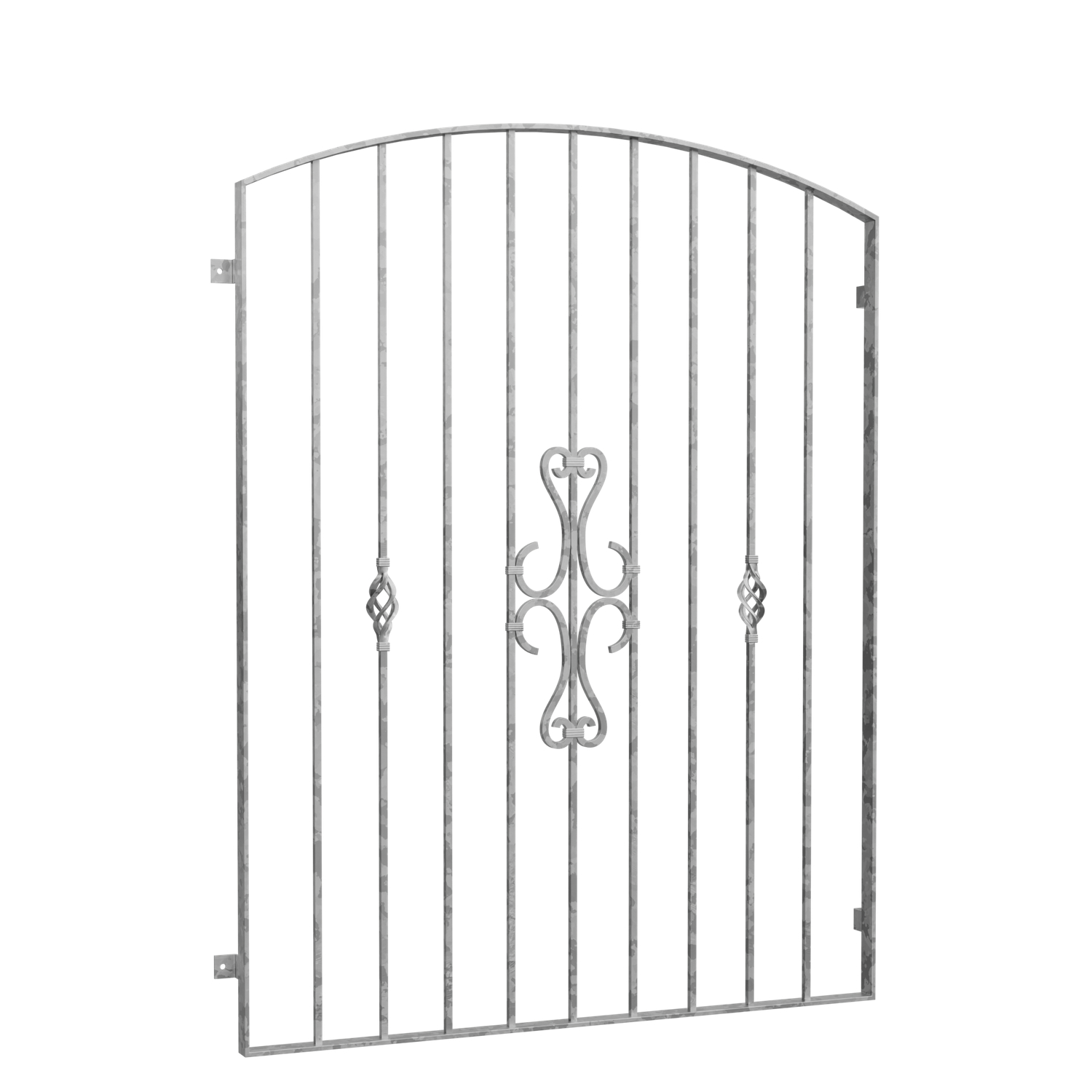 Grille de défense pour fenêtres en acier galvanisé Arc supérieur à volutes 