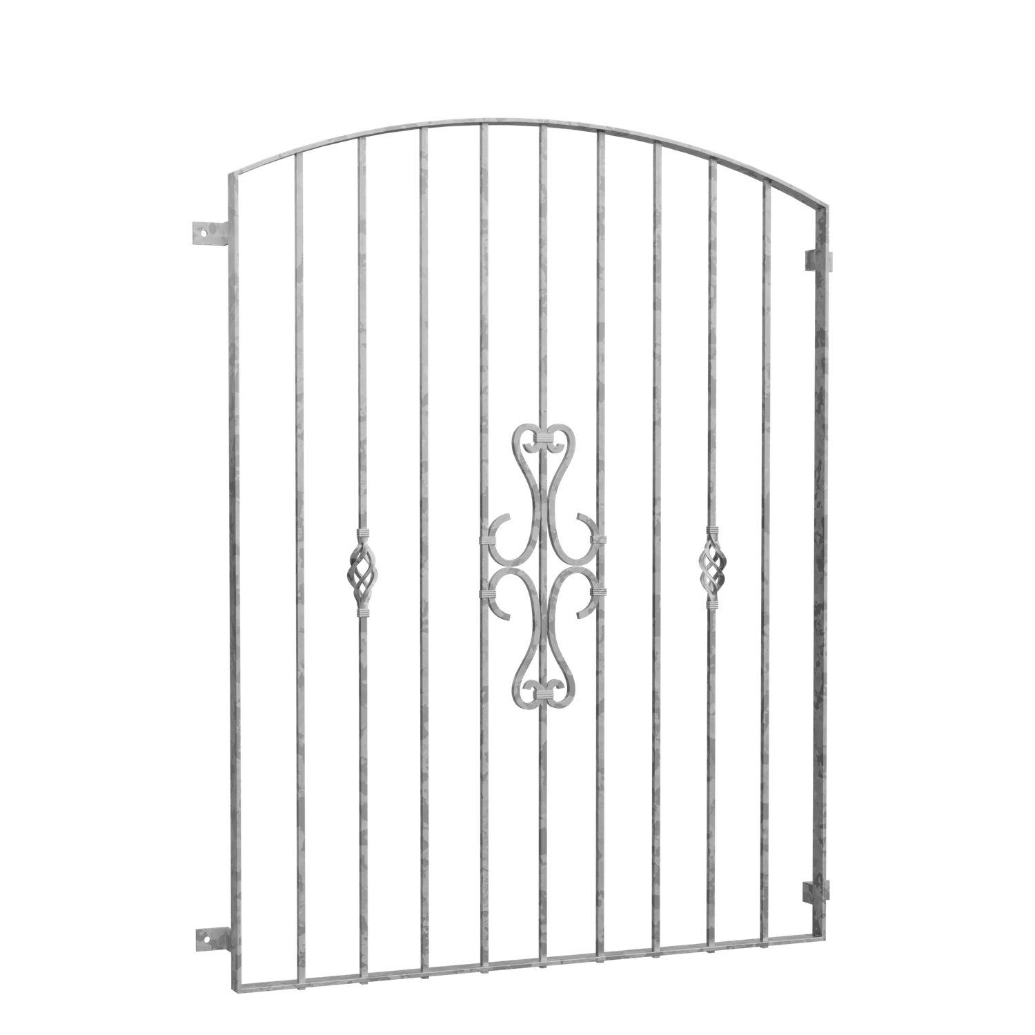 Grille de défense pour fenêtres en acier galvanisé Arc supérieur à volutes 