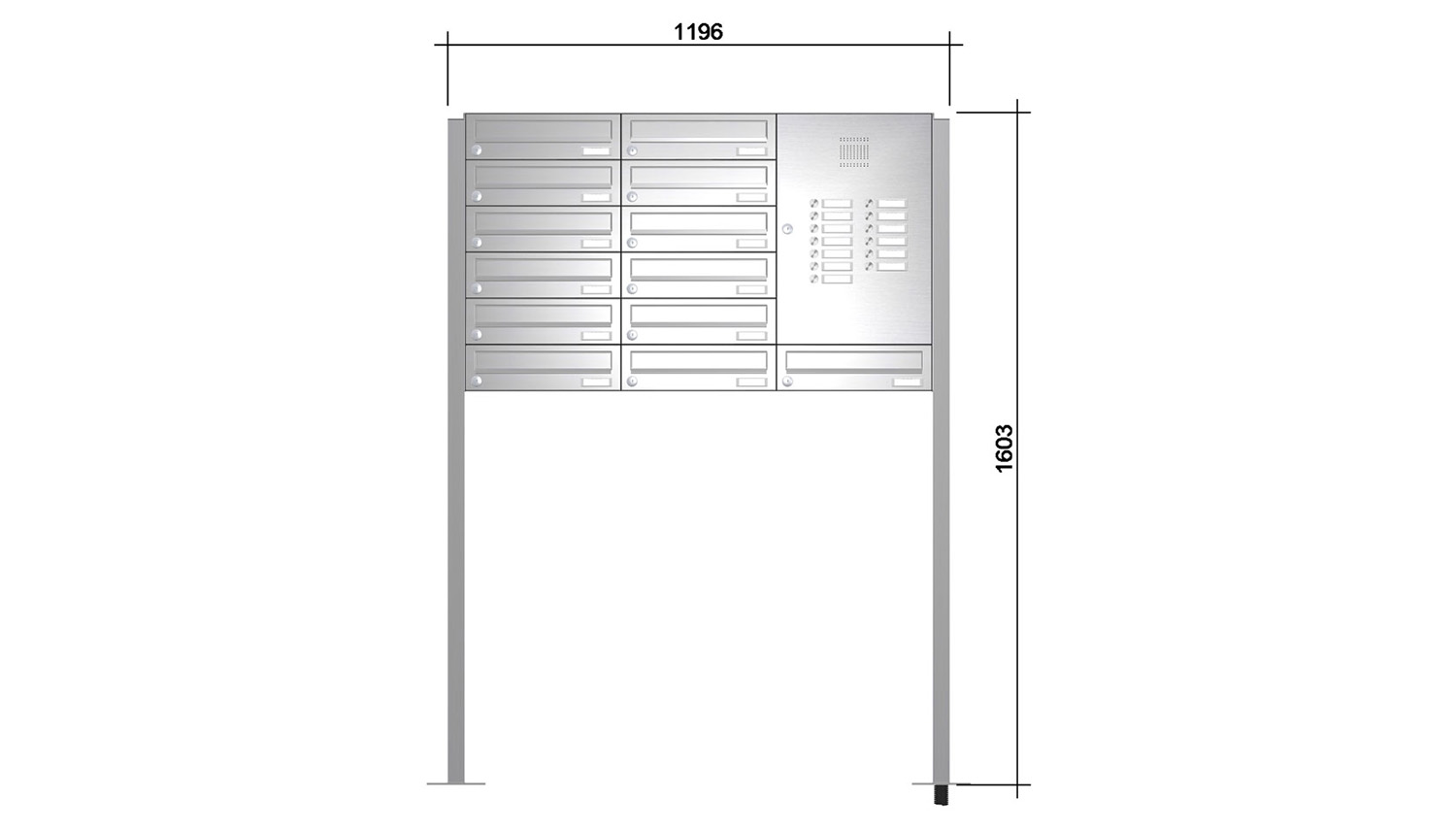 Briefkastenanlage | Freistehend | 13-fach | Waagerecht | Audio | Video | Edelstahl