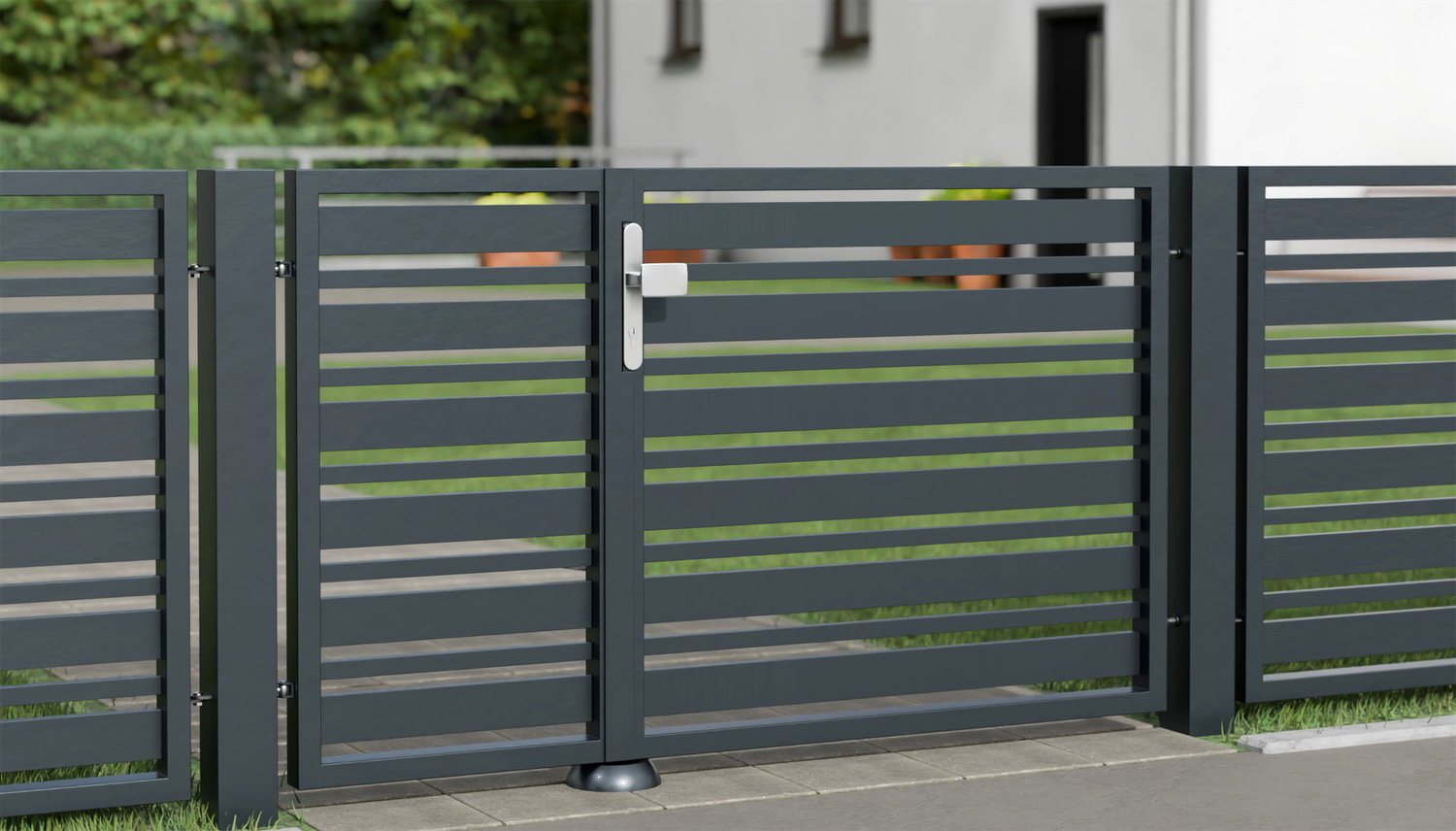 Brise-vue à 2 battants en aluminium pour portillon de jardin lamelles 2, GE
