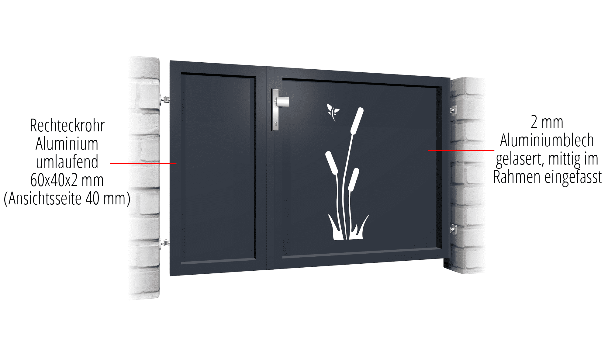 Brise-vue à 2 battants en aluminium pour portillon de jardin SF, GE