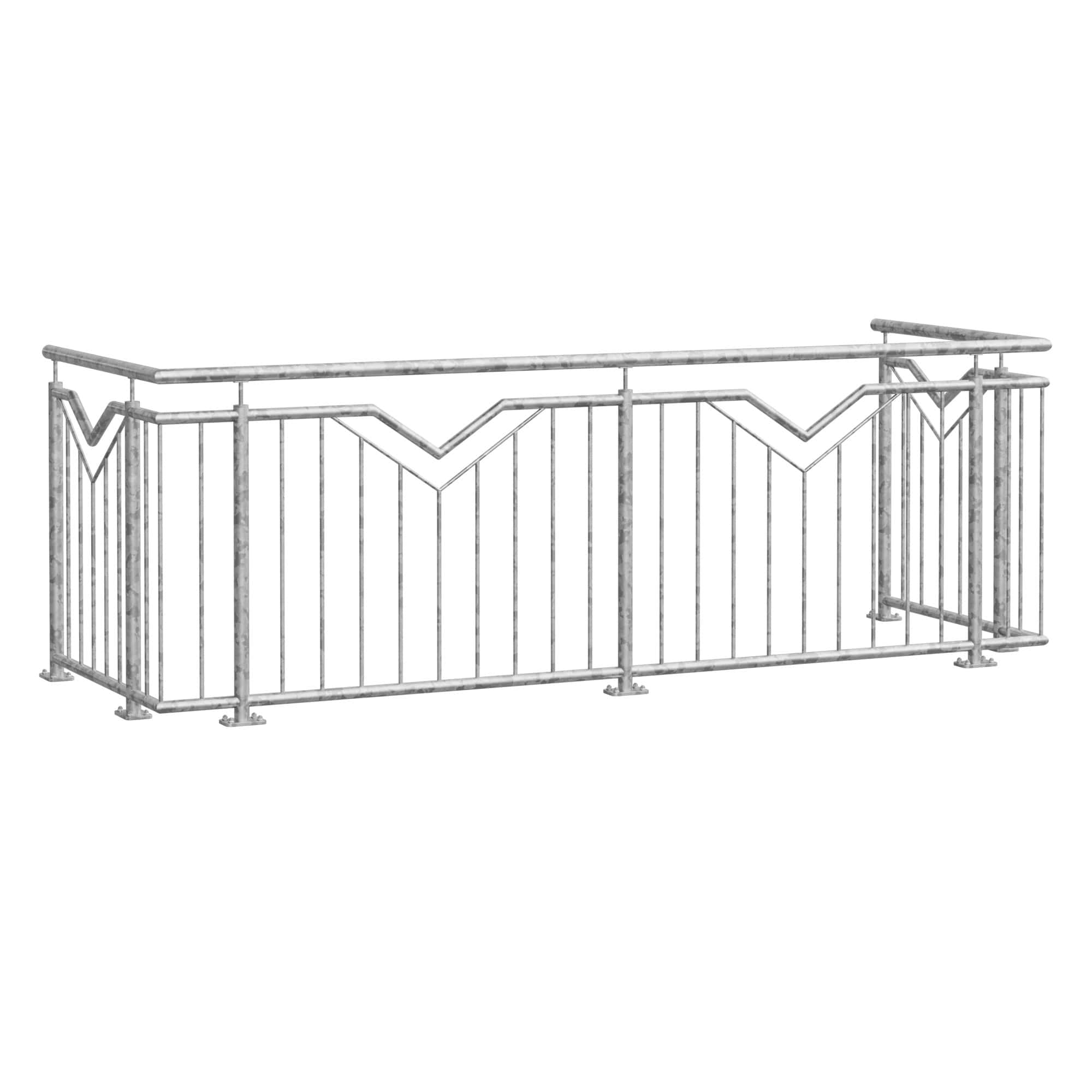 Balustrade de balcon en acier galvanisé double V
