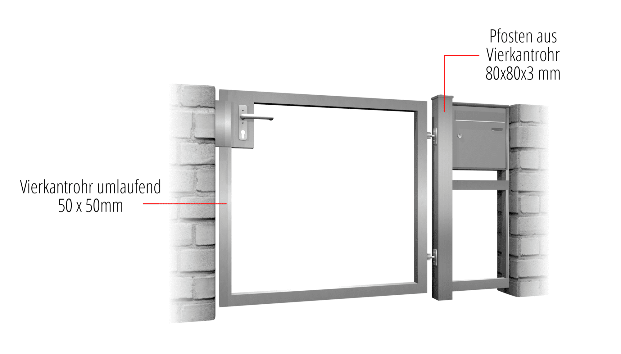 Portillon de jardin en acier inoxydable à 1 battant avec remplissage propre, GE, BK