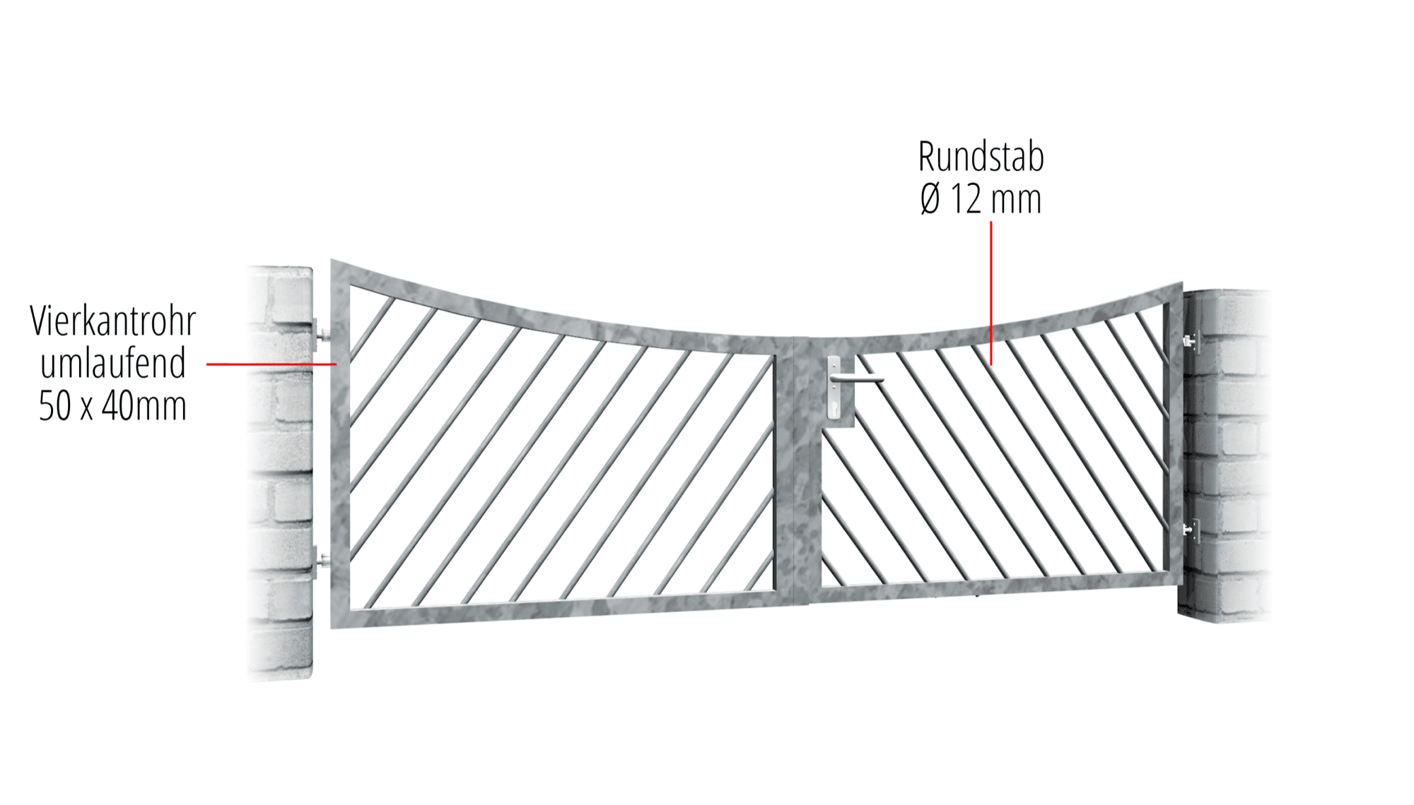 Portail de jardin galvanisé, barre diagonale à 2 battants, UB