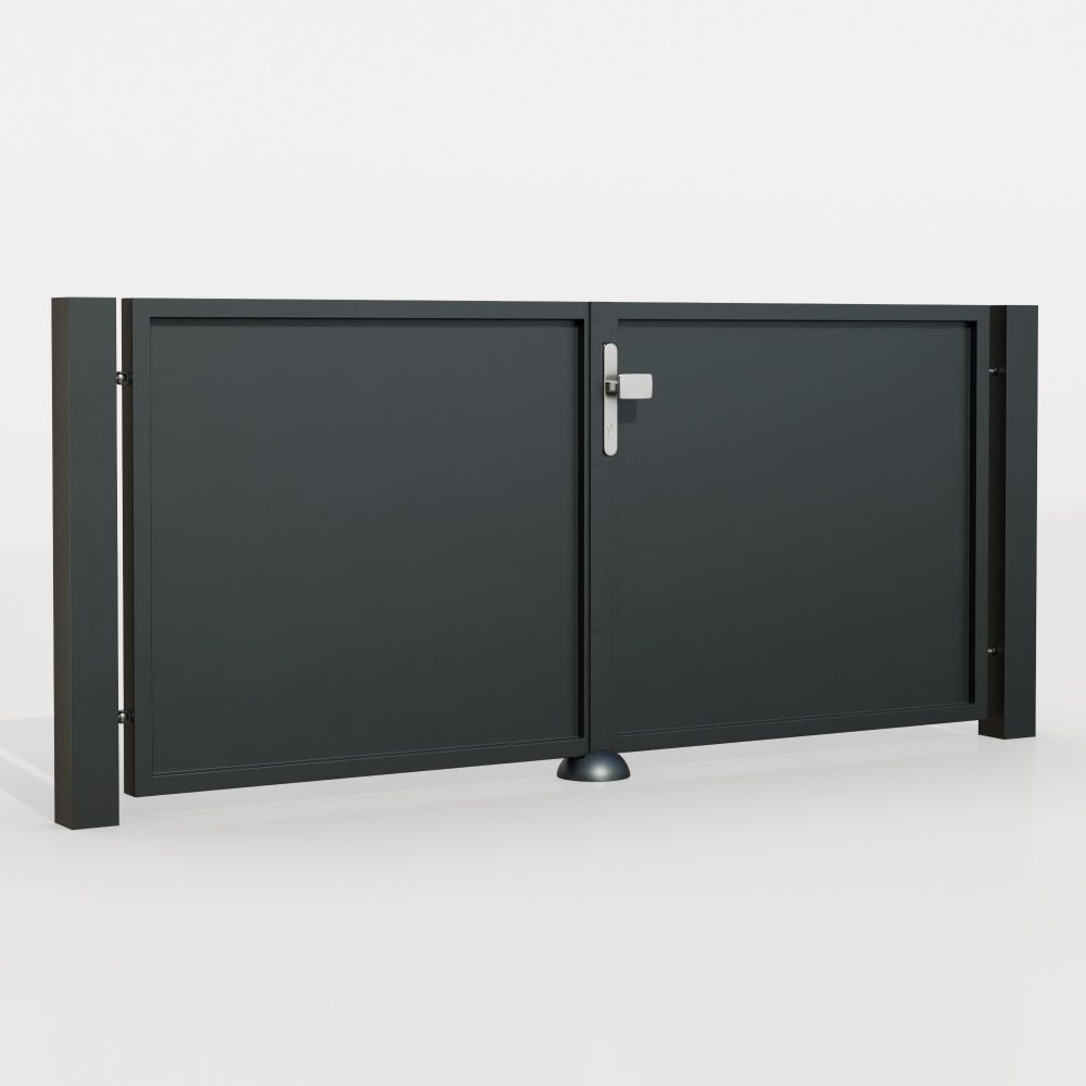 Portail de jardin aluminium brise-vue à 2 battants BD, GE