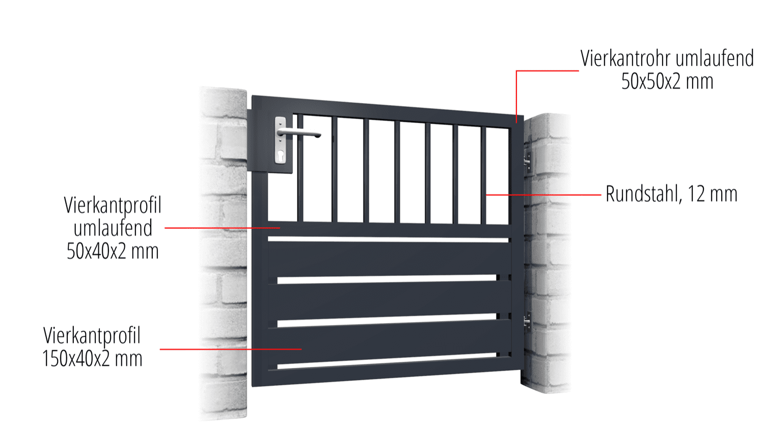 Portillon de jardin en aluminium, brise-vue à 1 battant KSV 1, GE