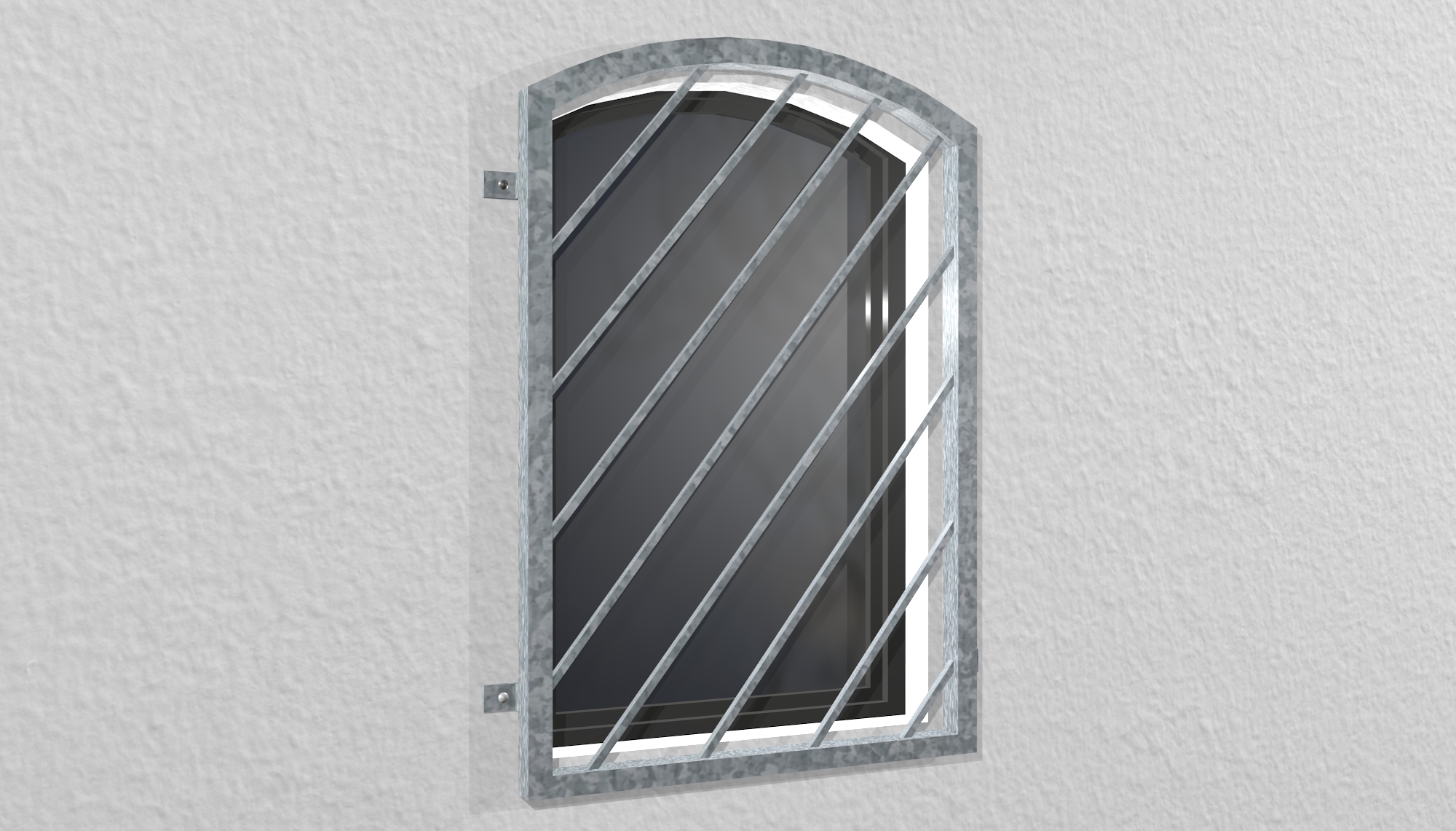 Grille de défense pour fenêtres en acier galvanisé Barre diagonale 1 Arc supérieur 