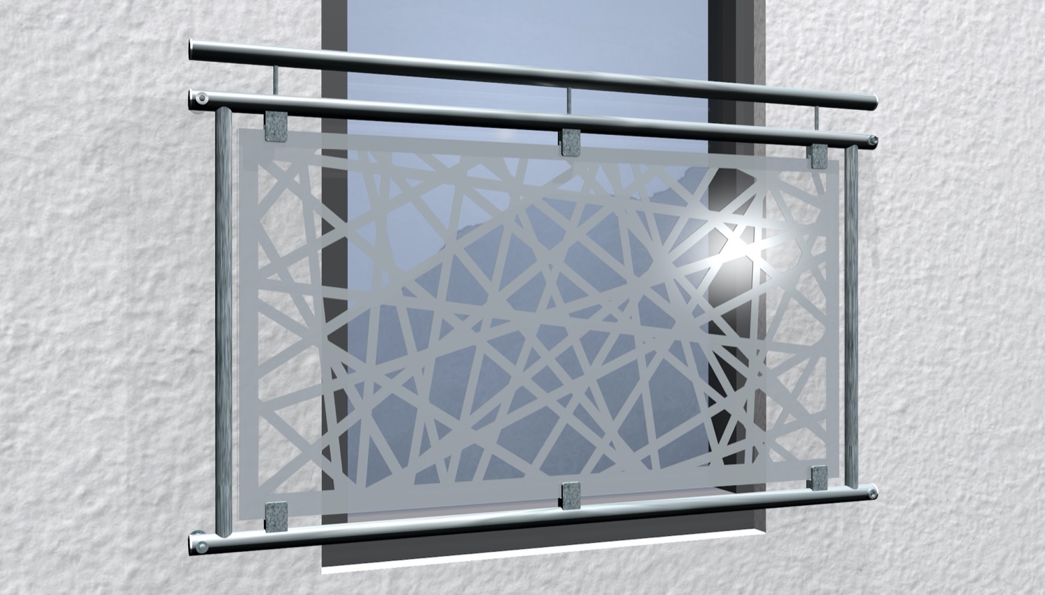Balcon à la française en acier galvanisé design verre AB 1