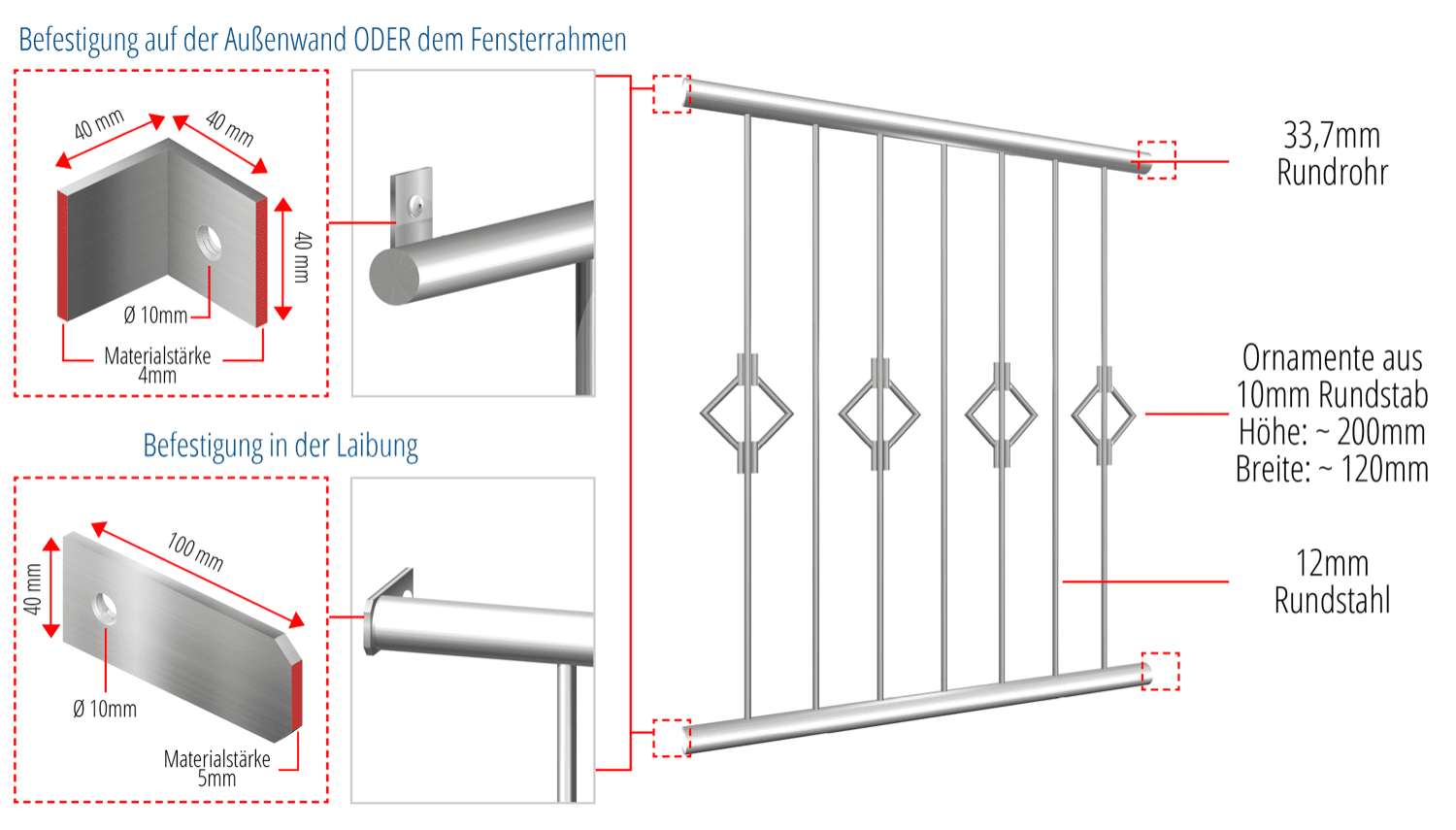 Grille de défense pour fenêtres en acier inoxydable queue 2