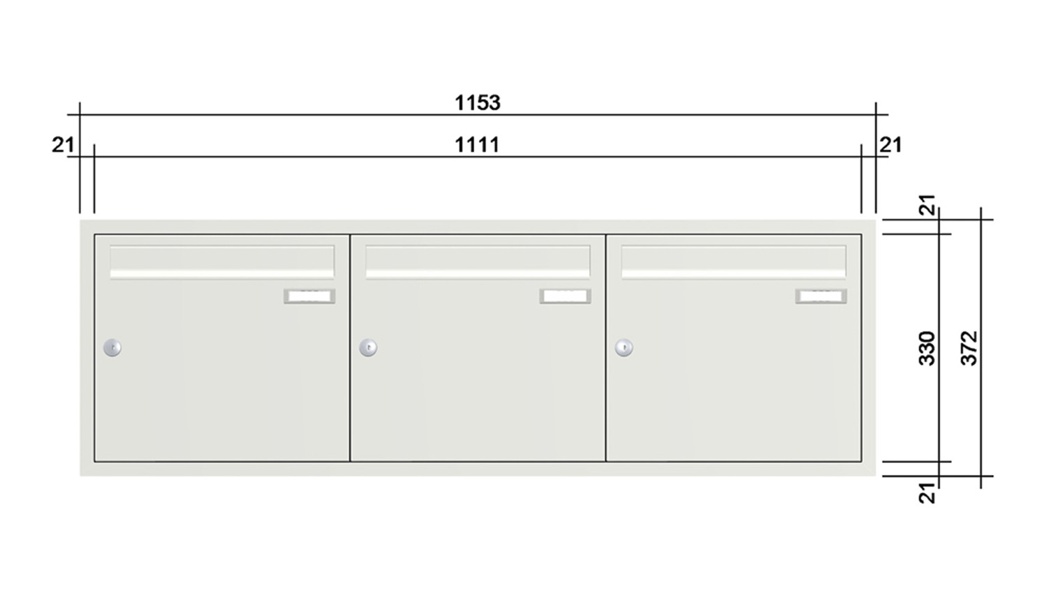 Briefkastenanlage | Unterputz | 3-fach | Senkrecht | Farbe