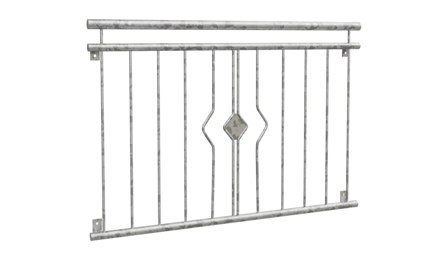 Balcon à la française en acier galvanisé ornement losange 