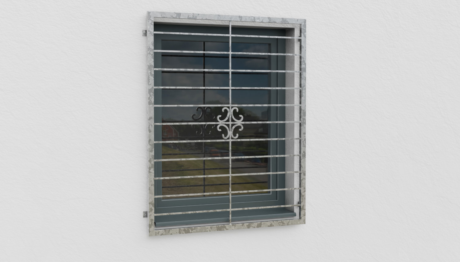 Grille de défense pour fenêtres en acier galvanisé fleur