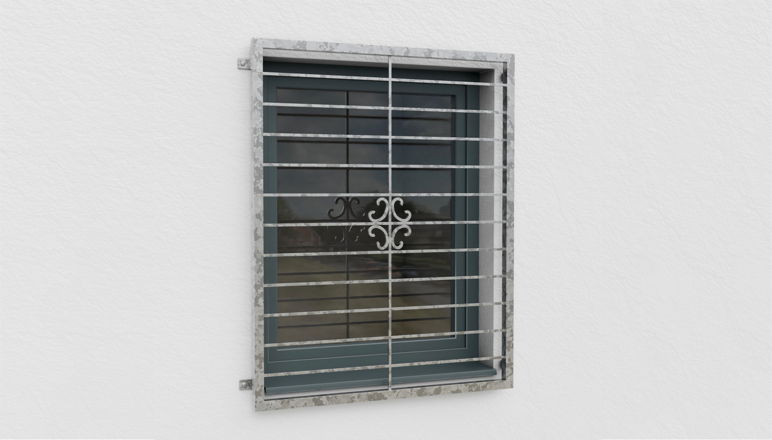 Grille de défense pour fenêtres en acier galvanisé fleur