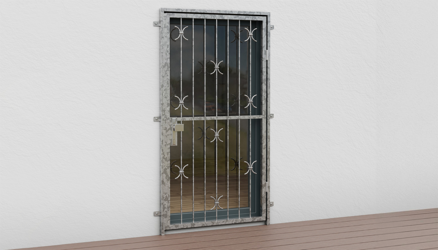 Porte grillagée en acier galvanisé boucle en C