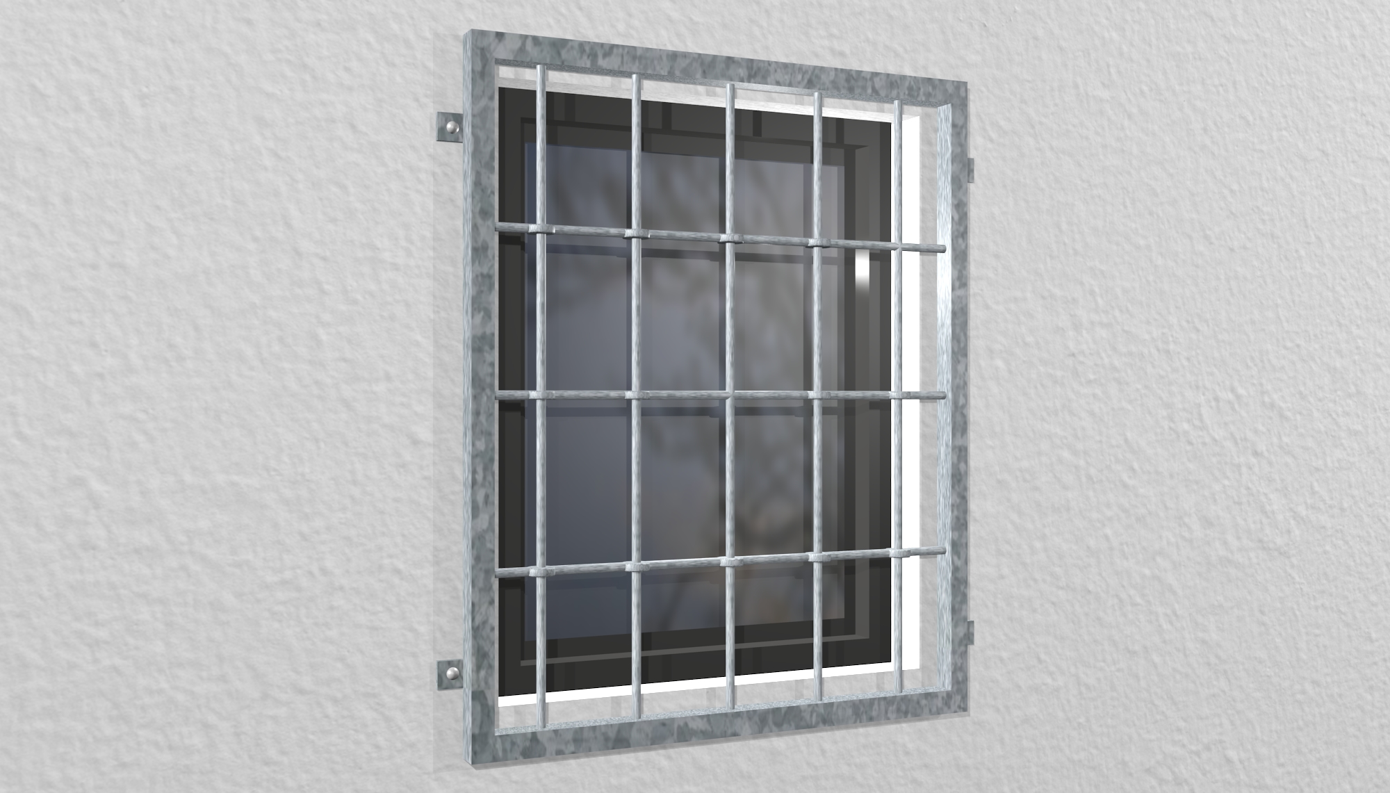 Grille de défense pour fenêtres en acier galvanisé barre arrondie
