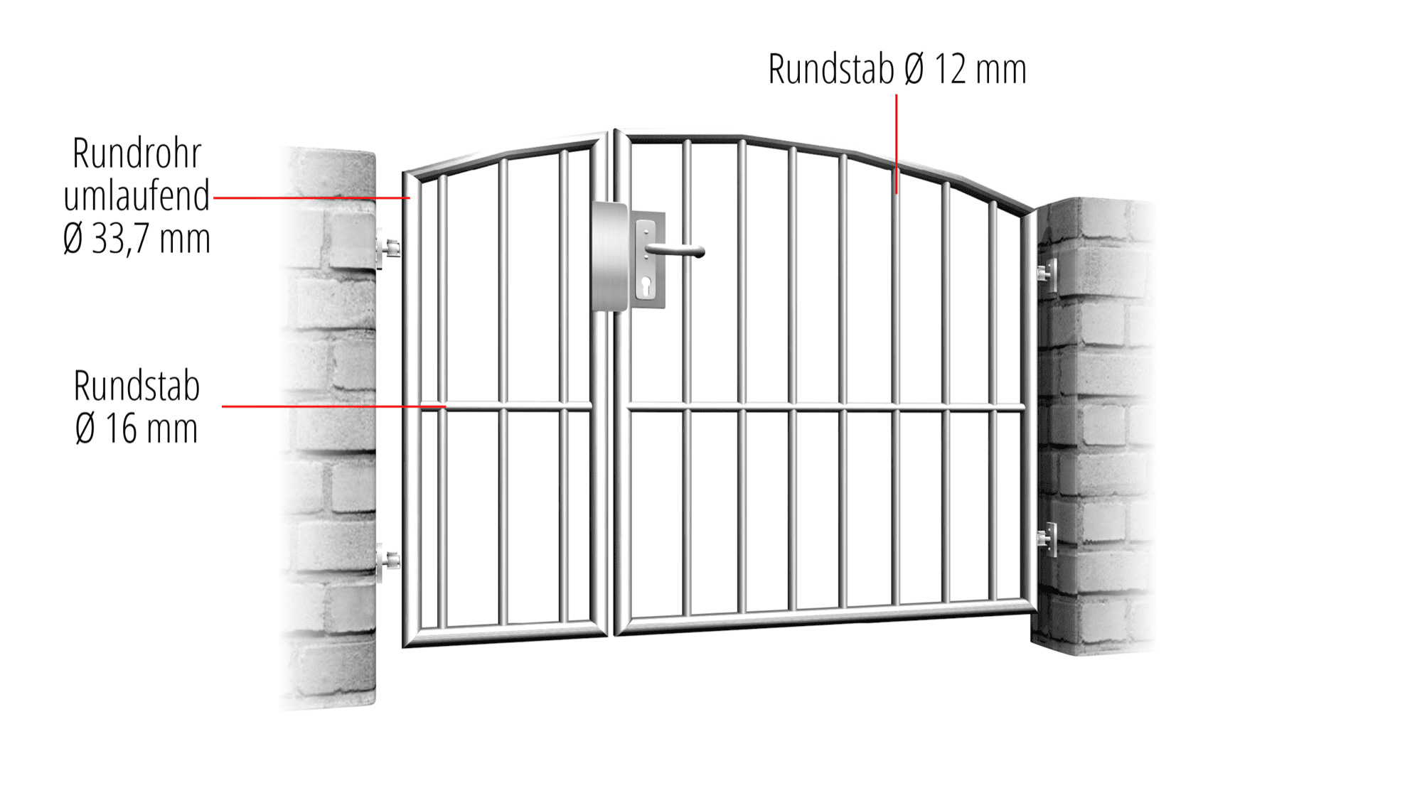 Portillon de jardin en acier inoxydable barre verticale à 2 battants, OB