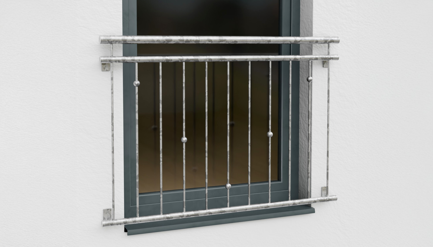 Balcon à la française en acier galvanisé boules V