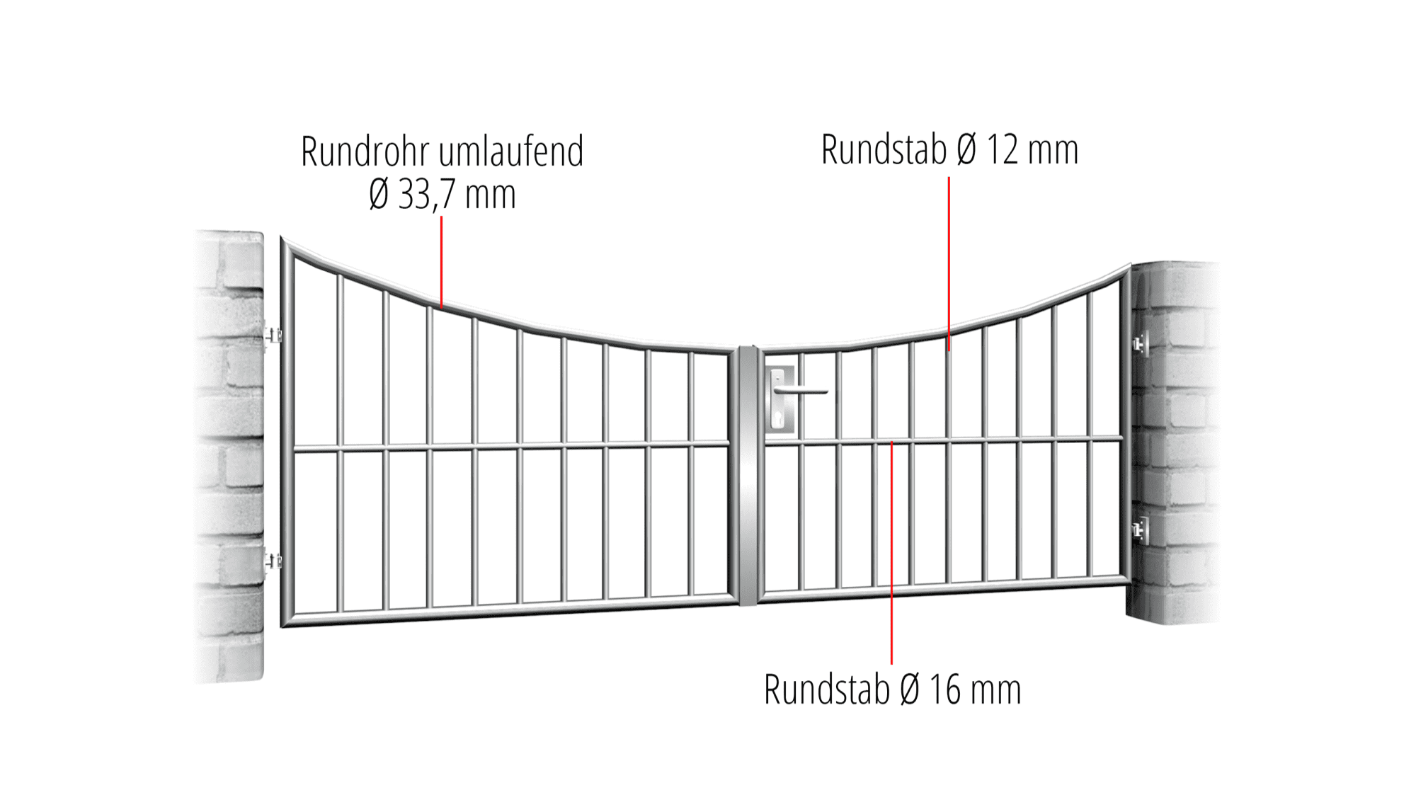 Portail de jardin en acier inoxydable barre verticale à 2 battants, UB