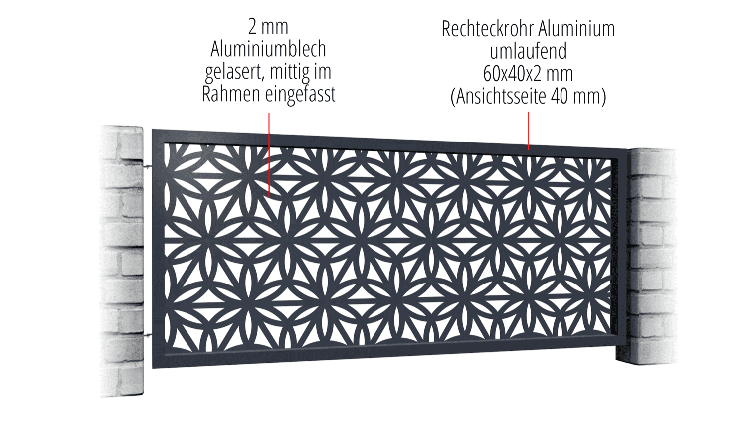 Clôture de jardin en aluminium découpé au laser design BT