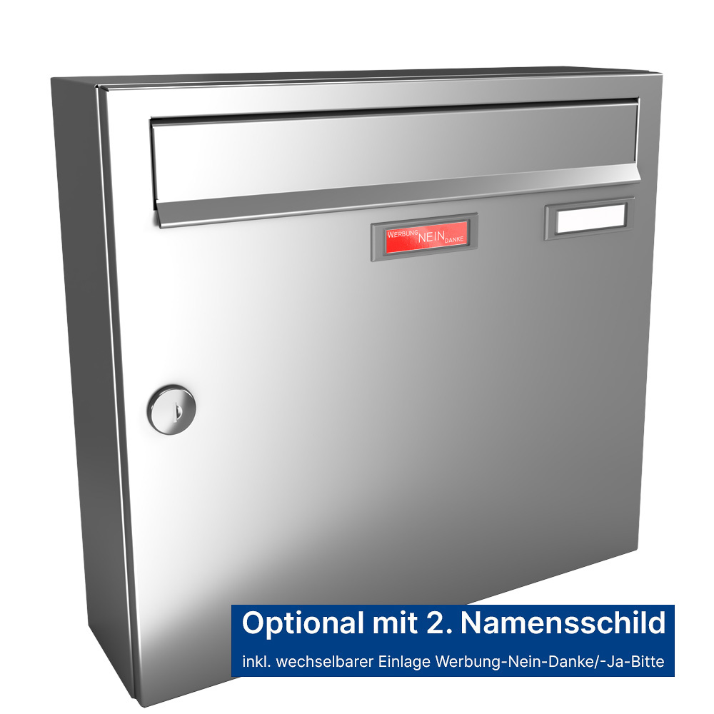Briefkastenanlage | Aufputz | 1-fach | Senkrecht | Edelstahl