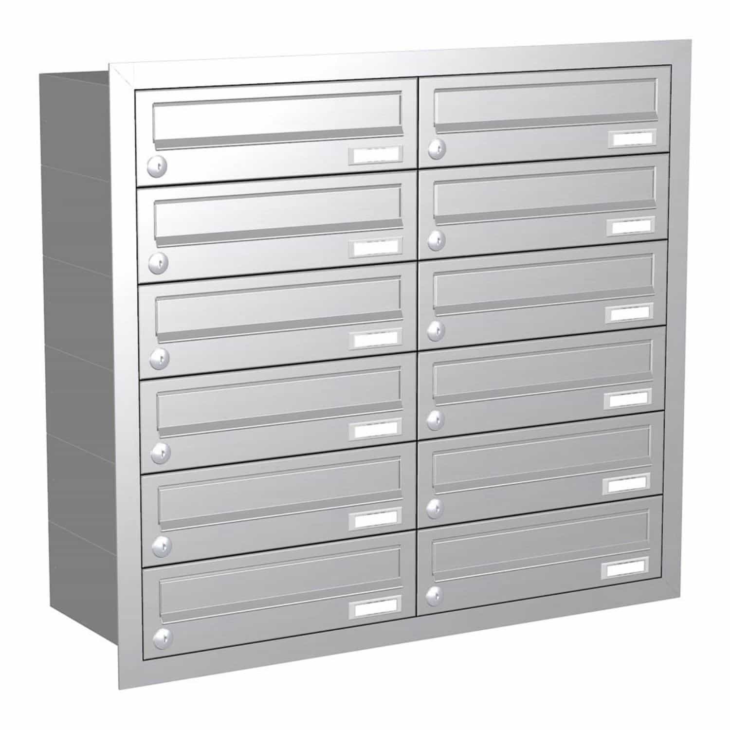 Briefkastenanlage | Unterputz | 12-fach | Waagerecht | Edelstahl