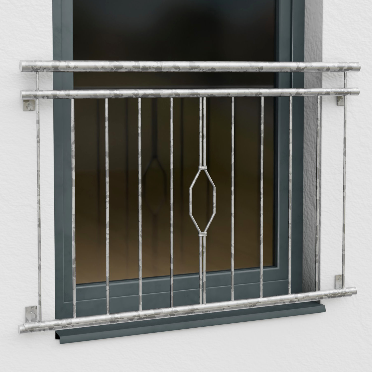 Balcon à la française en acier galvanisé ornement 6 coins 