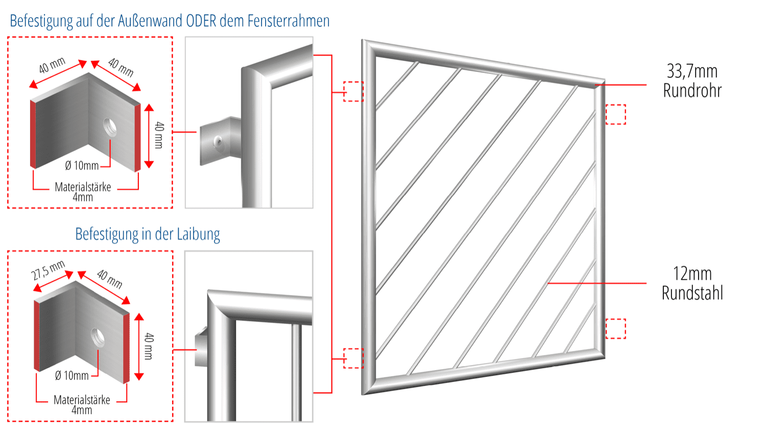 Grille de défense pour fenêtres en acier inoxydable à barres diagonales 1