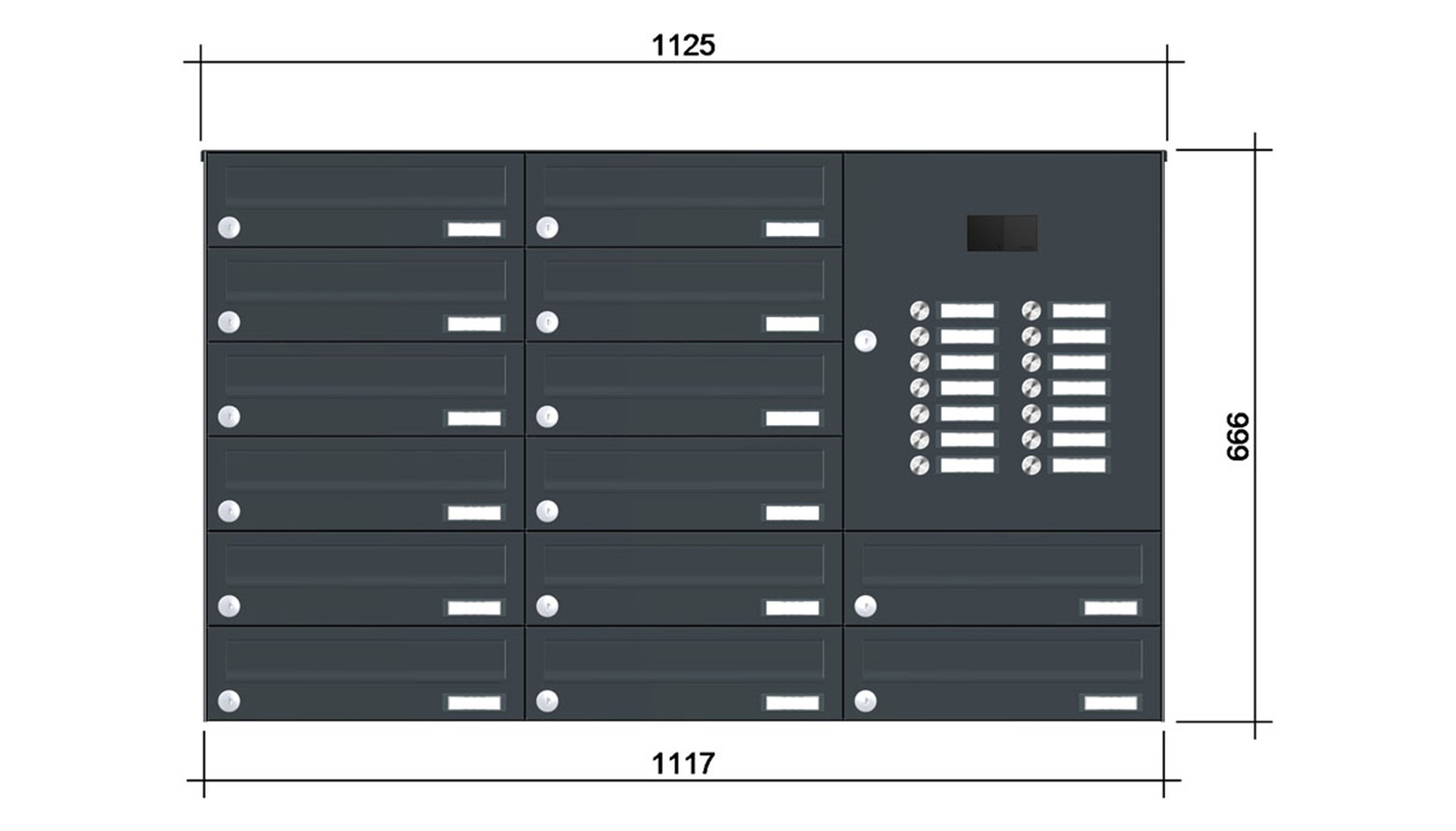 Briefkastenanlage | Aufputz | 14-fach | Waagerecht | Audio | Video | Farbe