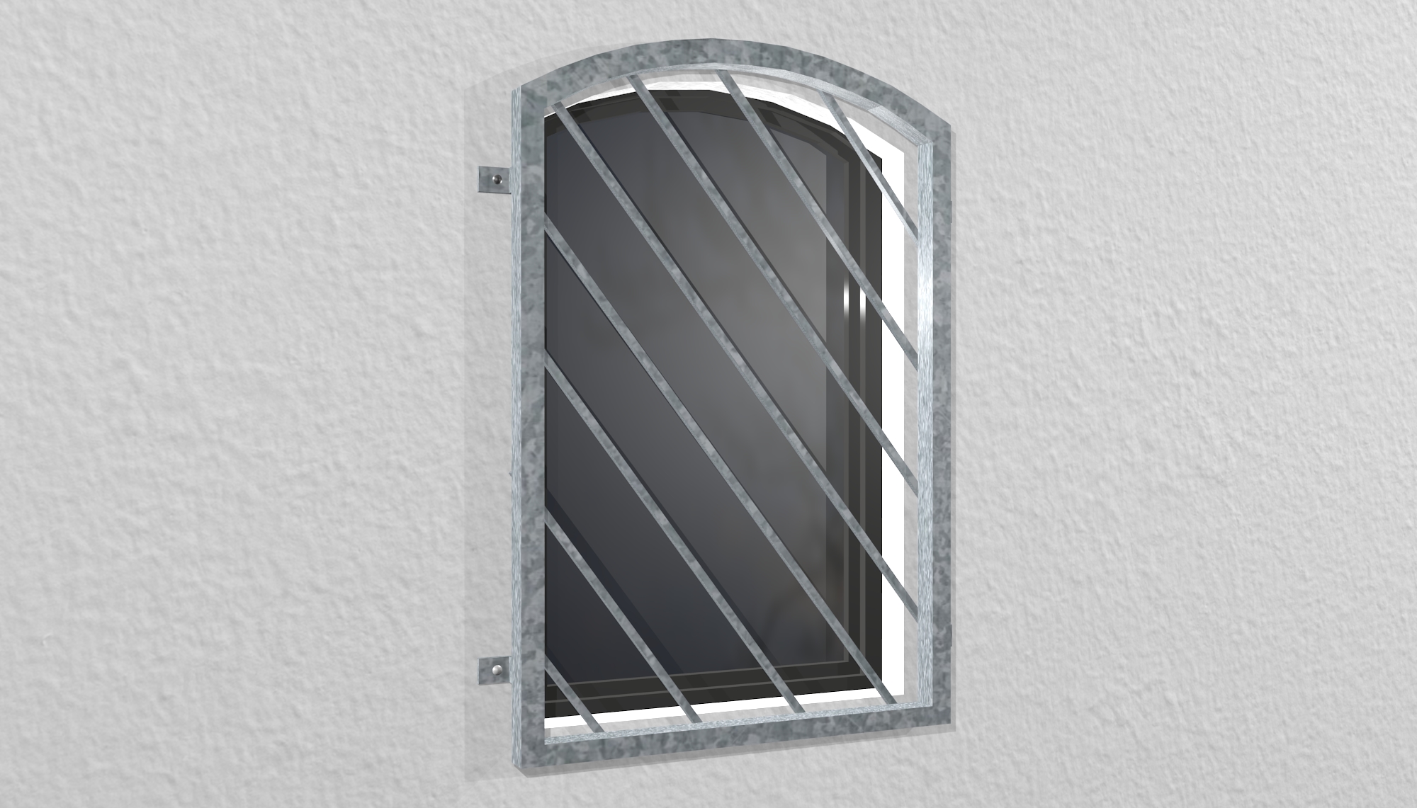 Grille de défense pour fenêtres en acier galvanisé arc supérieur Barre diagonale 2