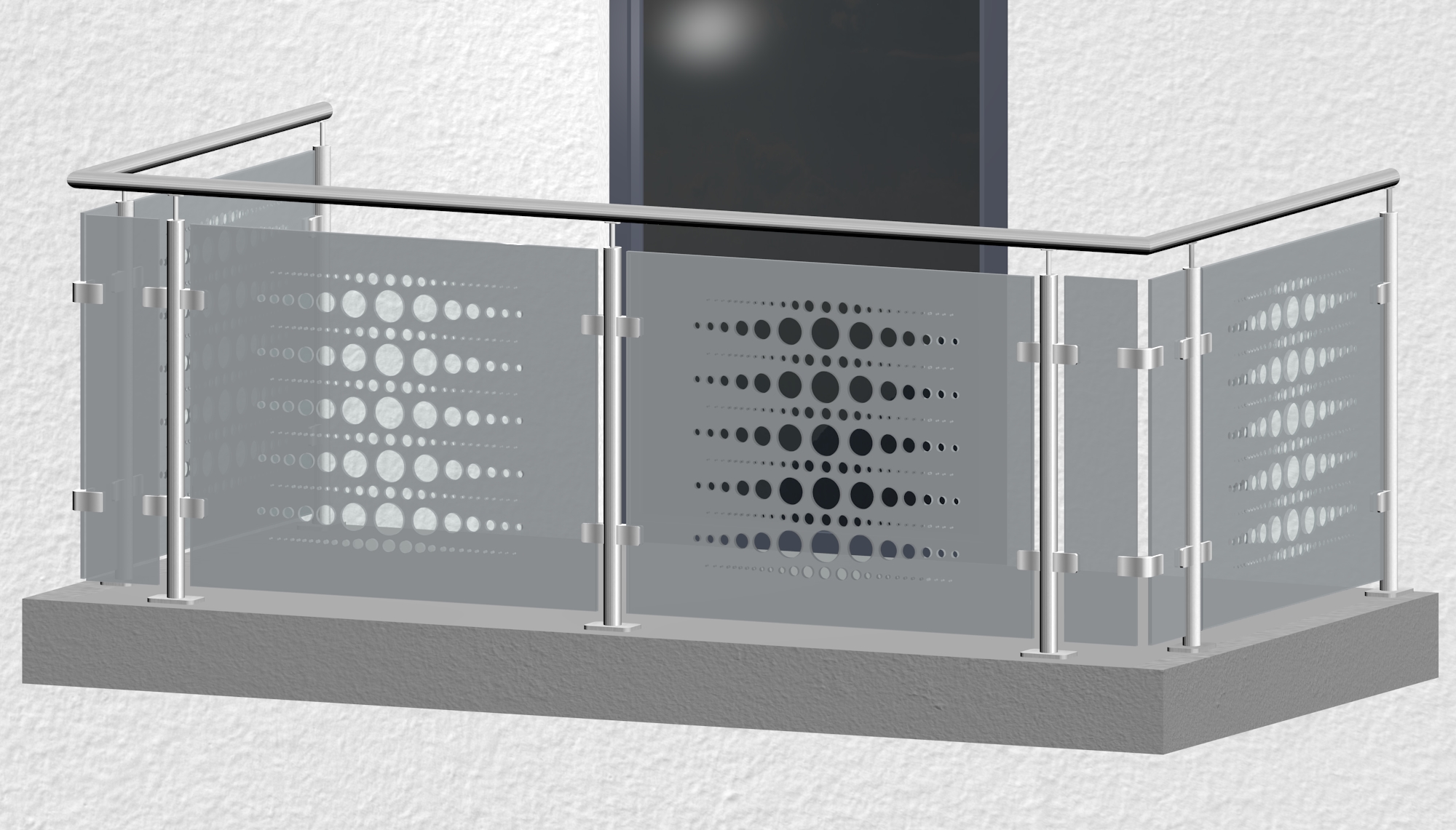 Balustrade de balcon en acier inoxydable Verre design PE 2 MO