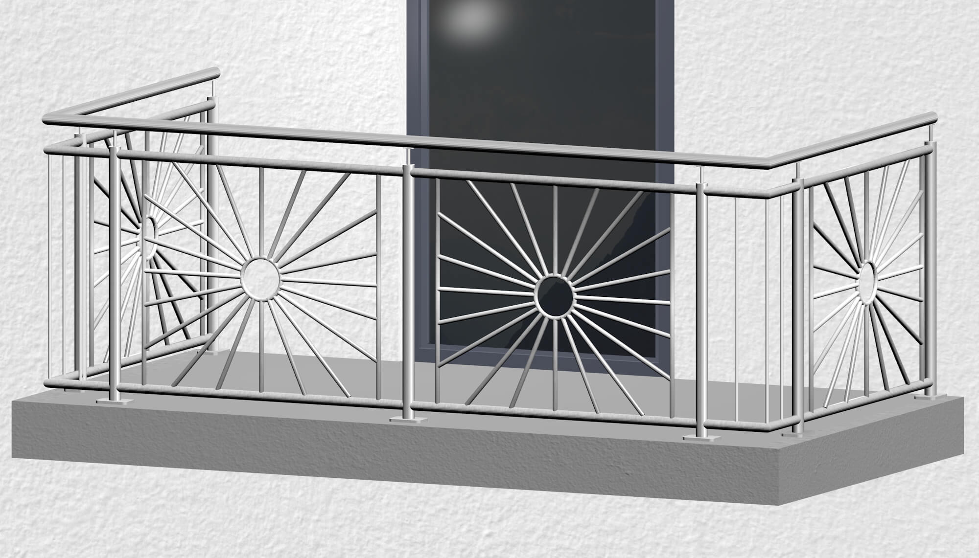 Balustrade de balcon en acier inoxydable Cercle solaire 