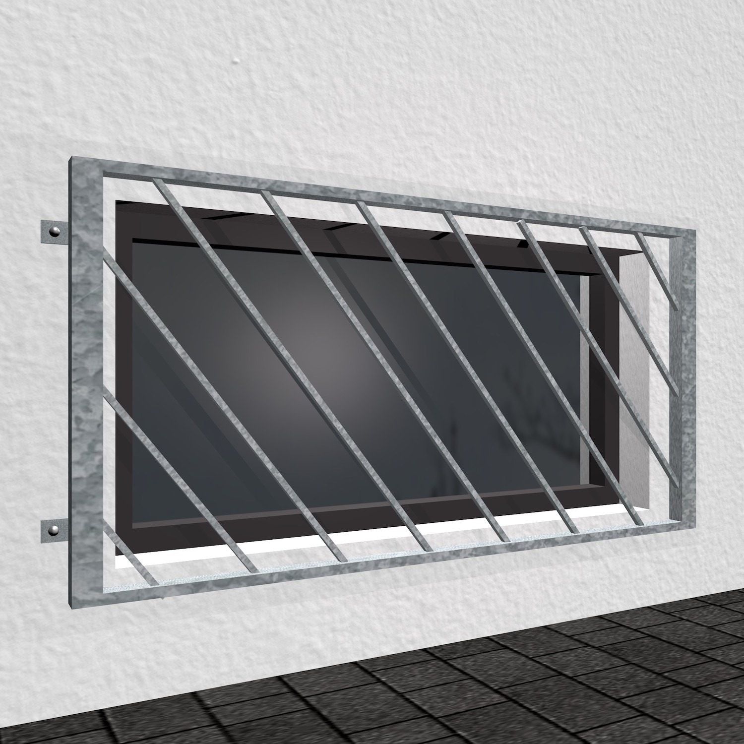 Grille de défense pour fenêtres pour la cave en acier galvanisé Barre diagonale 2
