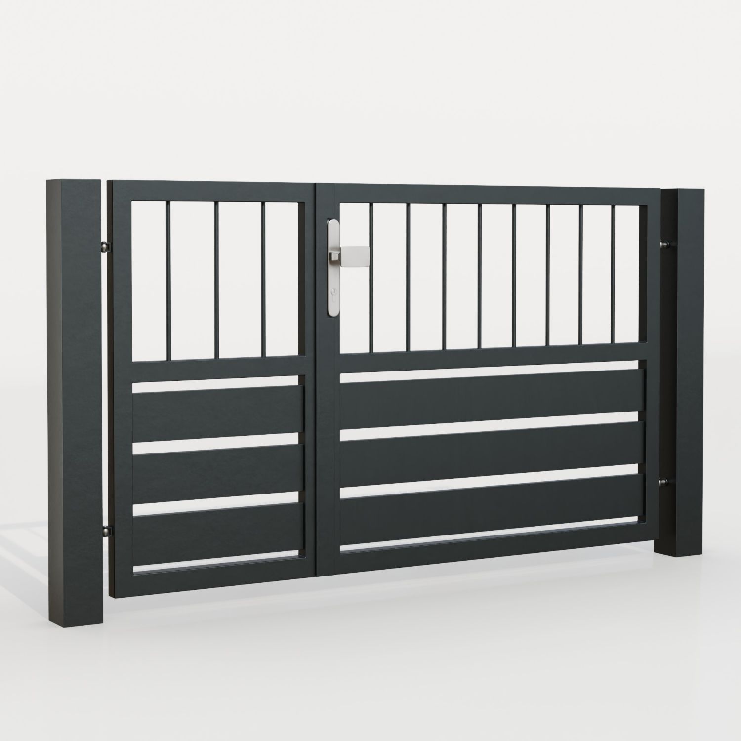 Portillon de jardin en aluminium, brise-vue à 2 battants KSV 1, GE
