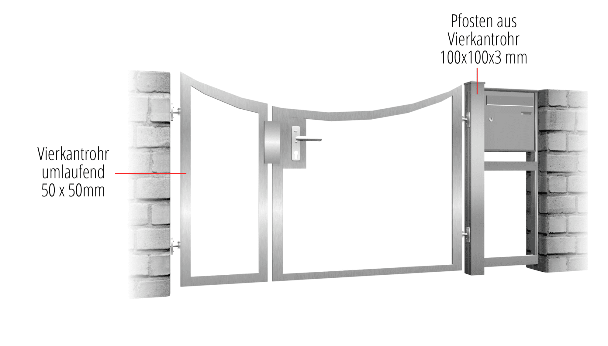 Portillon de jardin en acier inoxydable à 2 battants avec remplissage propre, UB, BK