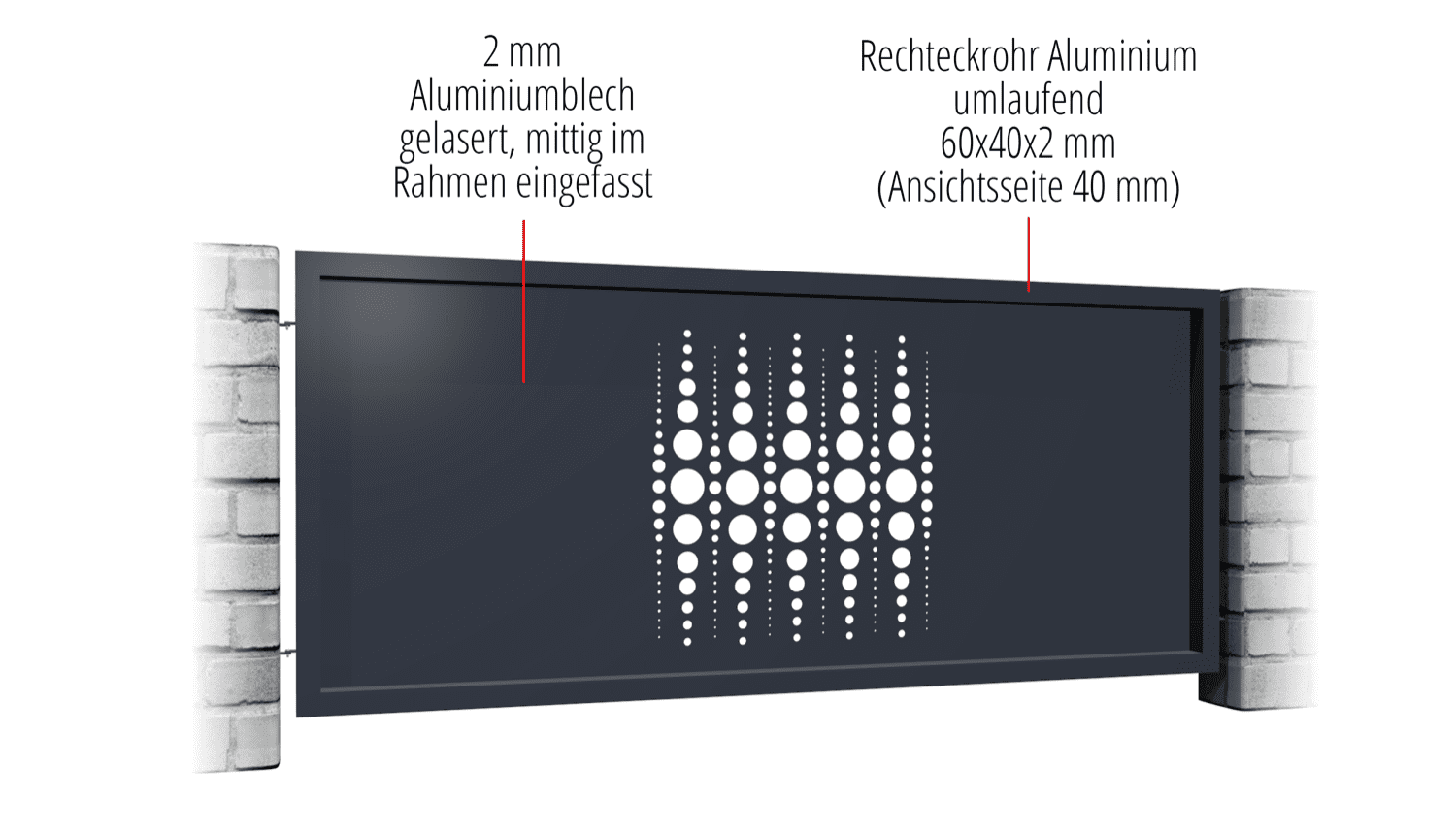 Clôture de jardin en aluminium découpé au laser PE