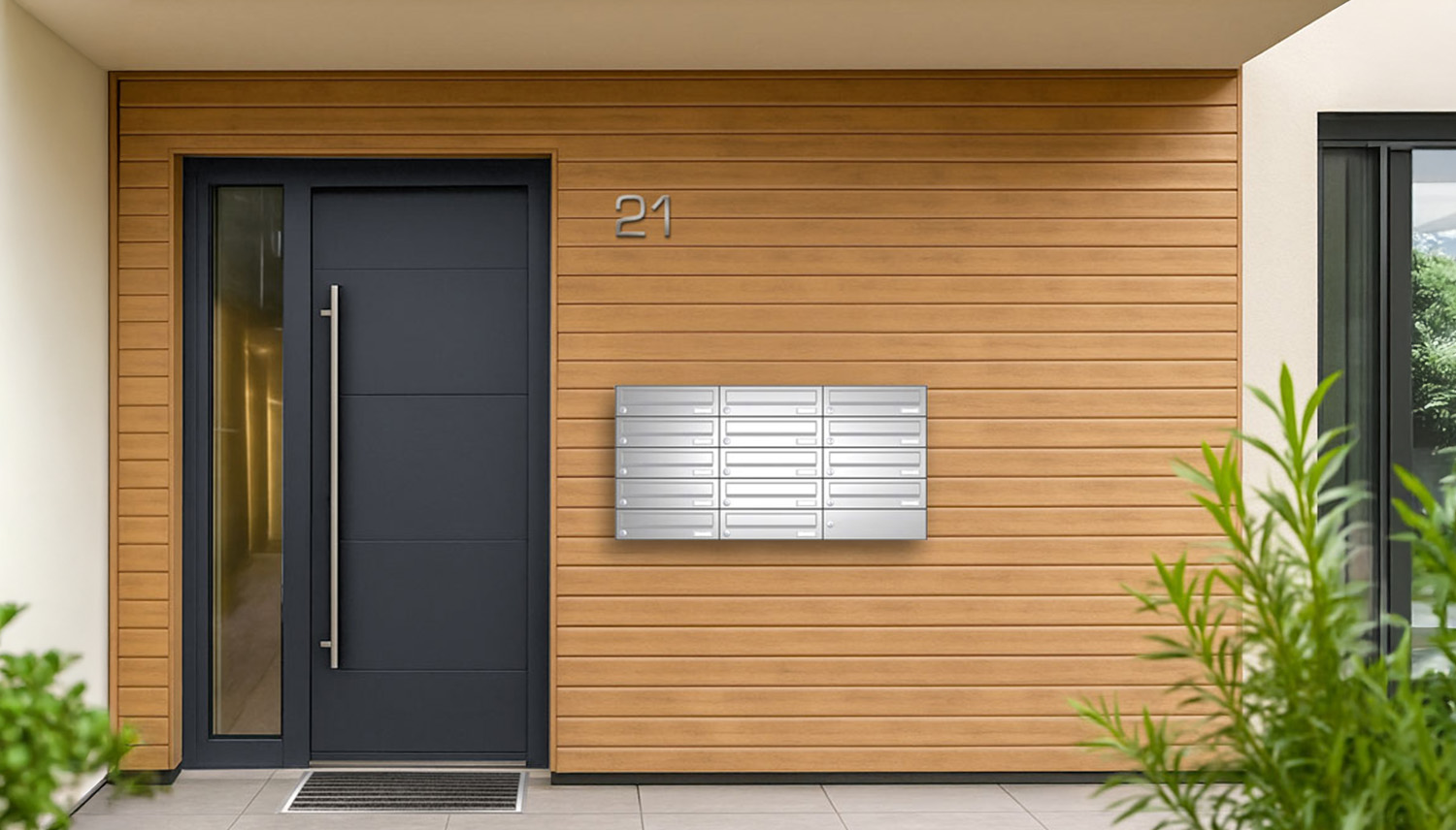 Briefkastenanlage | Aufputz | 14-fach | Waagerecht | Edelstahl