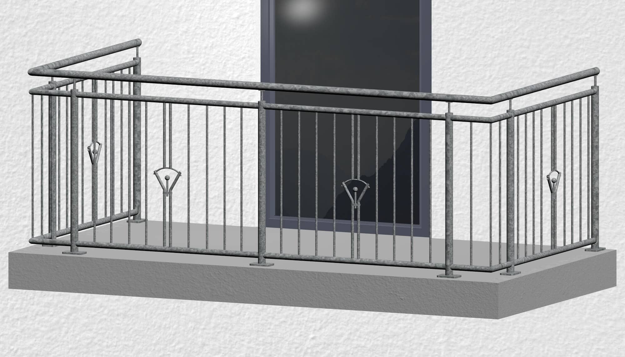 Balustrade de balcon en acier galvanisé ornement cloche 