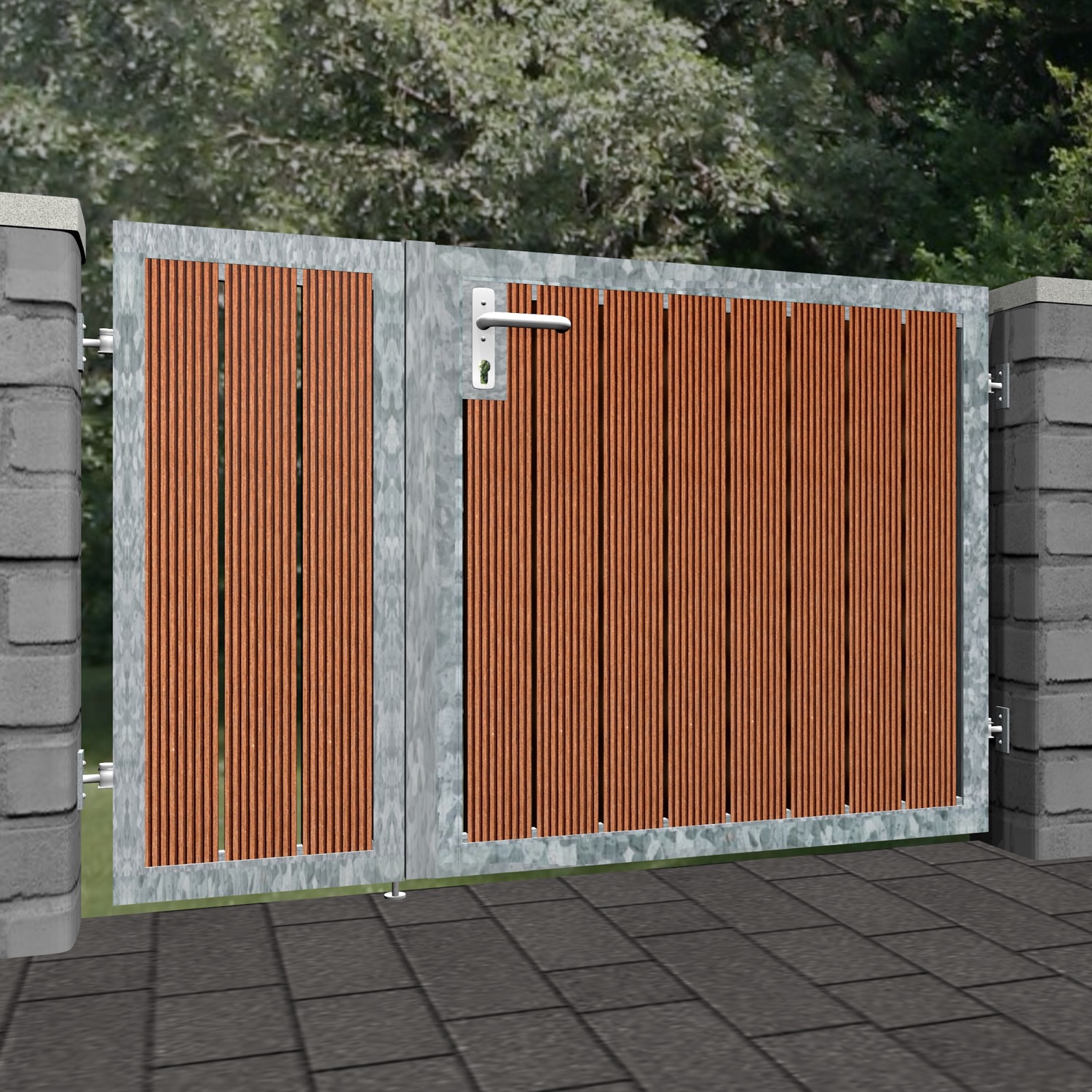 Portillon de jardin en acier galvanisé à 2 battants HFS, GE