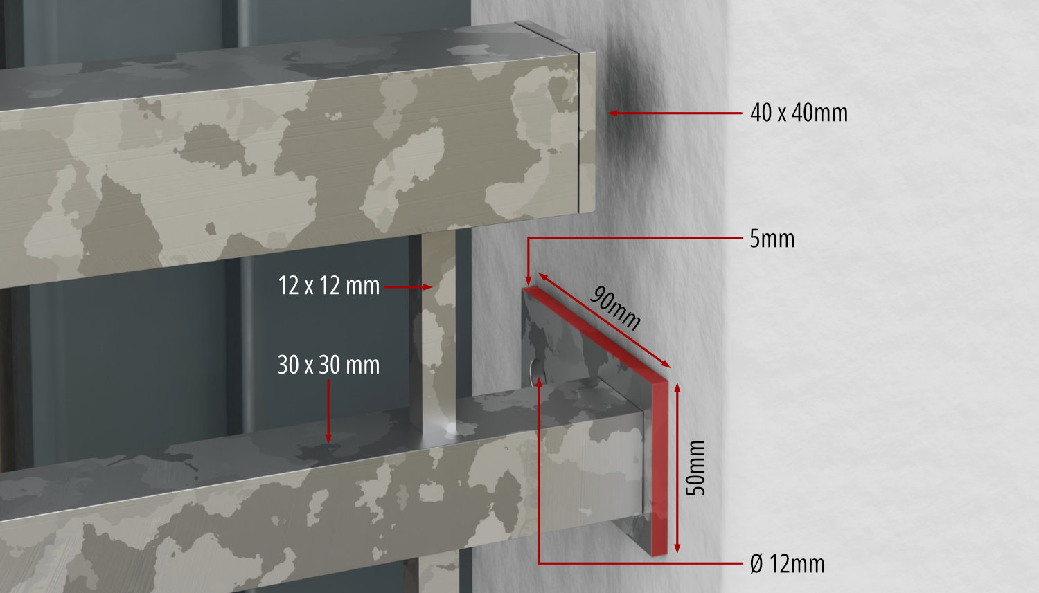 Balcon à la française en acier galvanisé ornement à 5 coins 