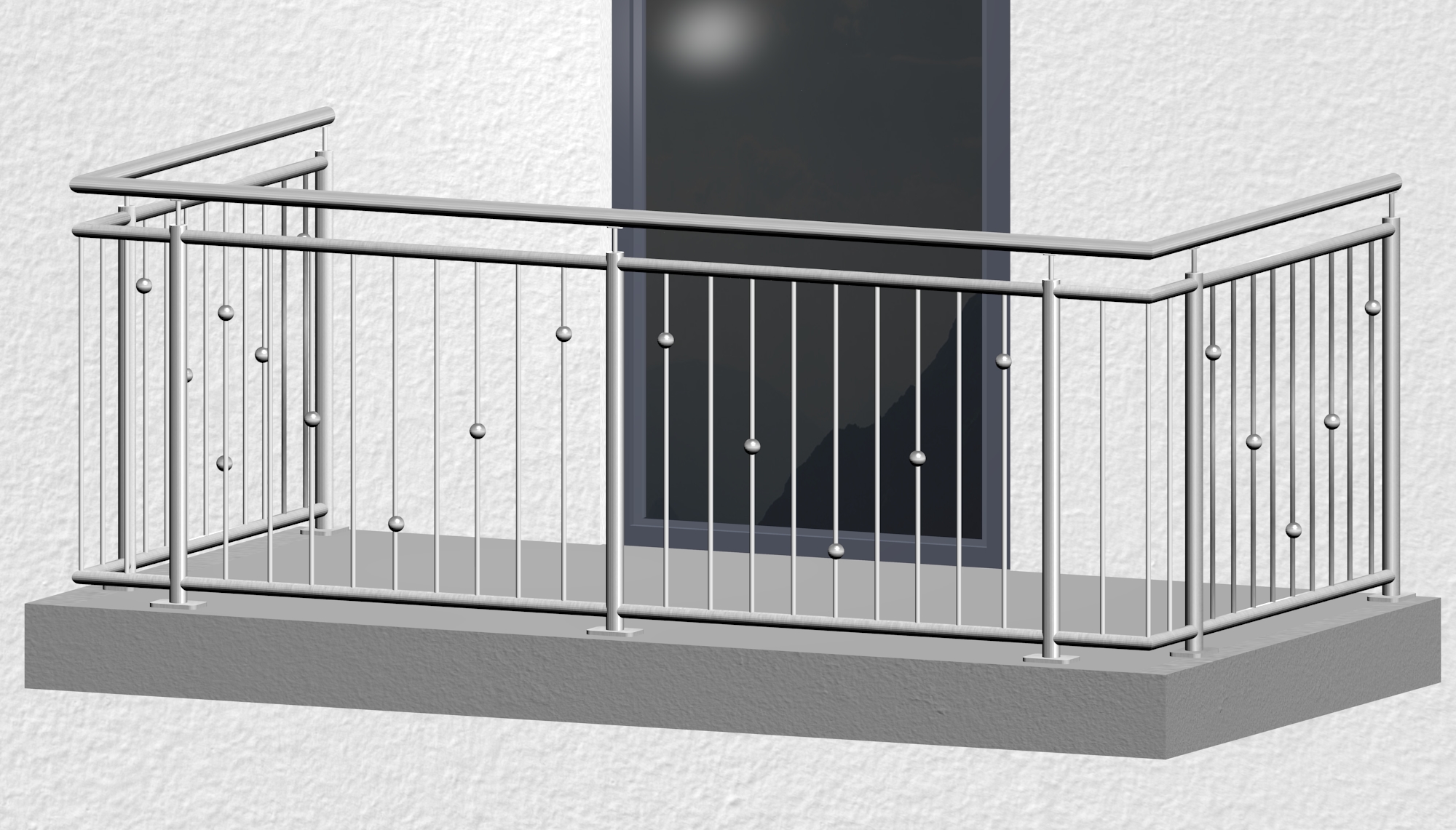 Balustrade de balcon en acier inoxydable à boules en V 