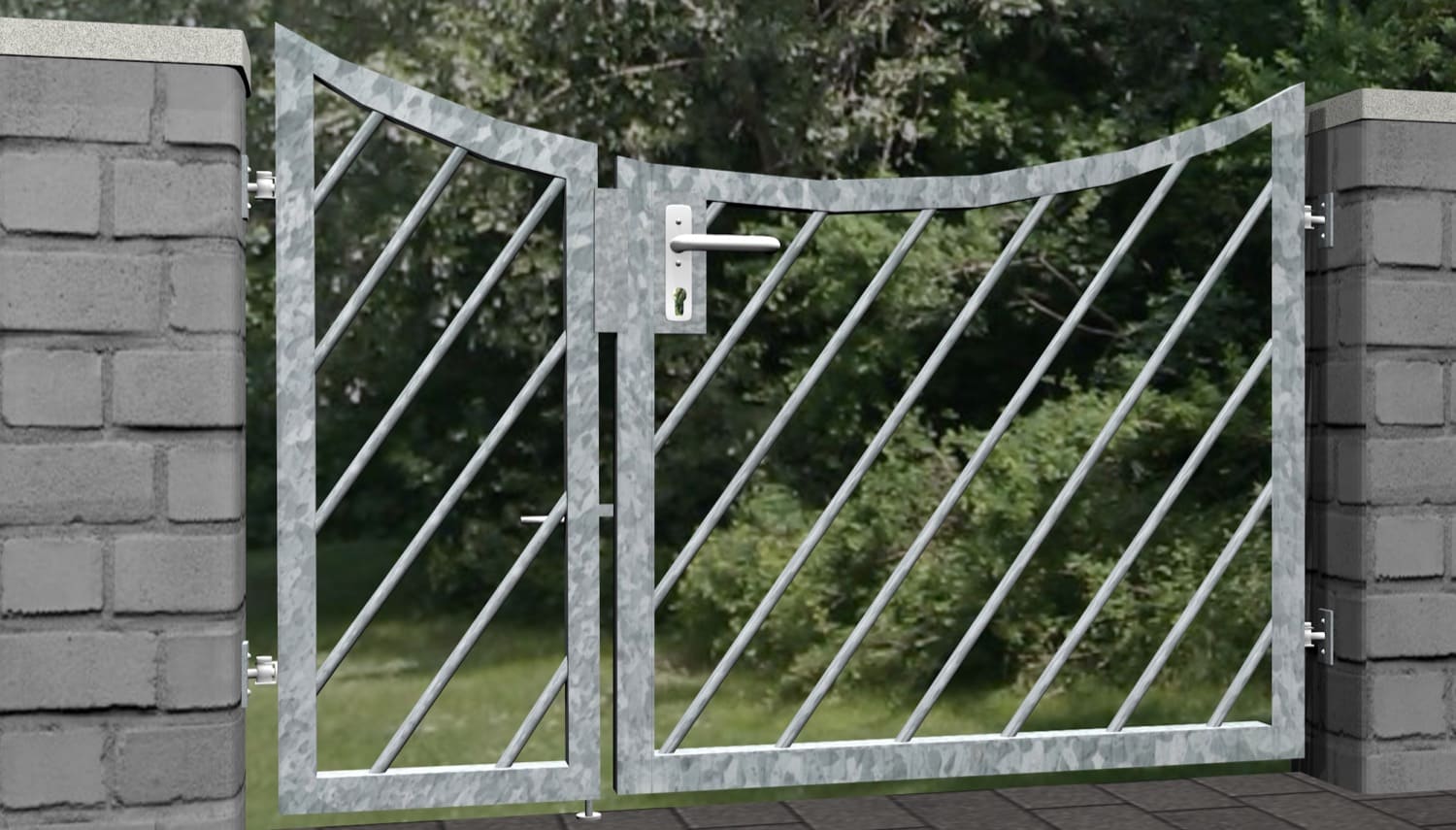 Portillon de jardin en acier galvanisé à 2 battants DS 2, UB