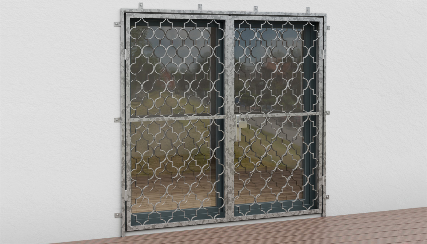 Porte grillagée en acier galvanisé à 2 battants losange Classic