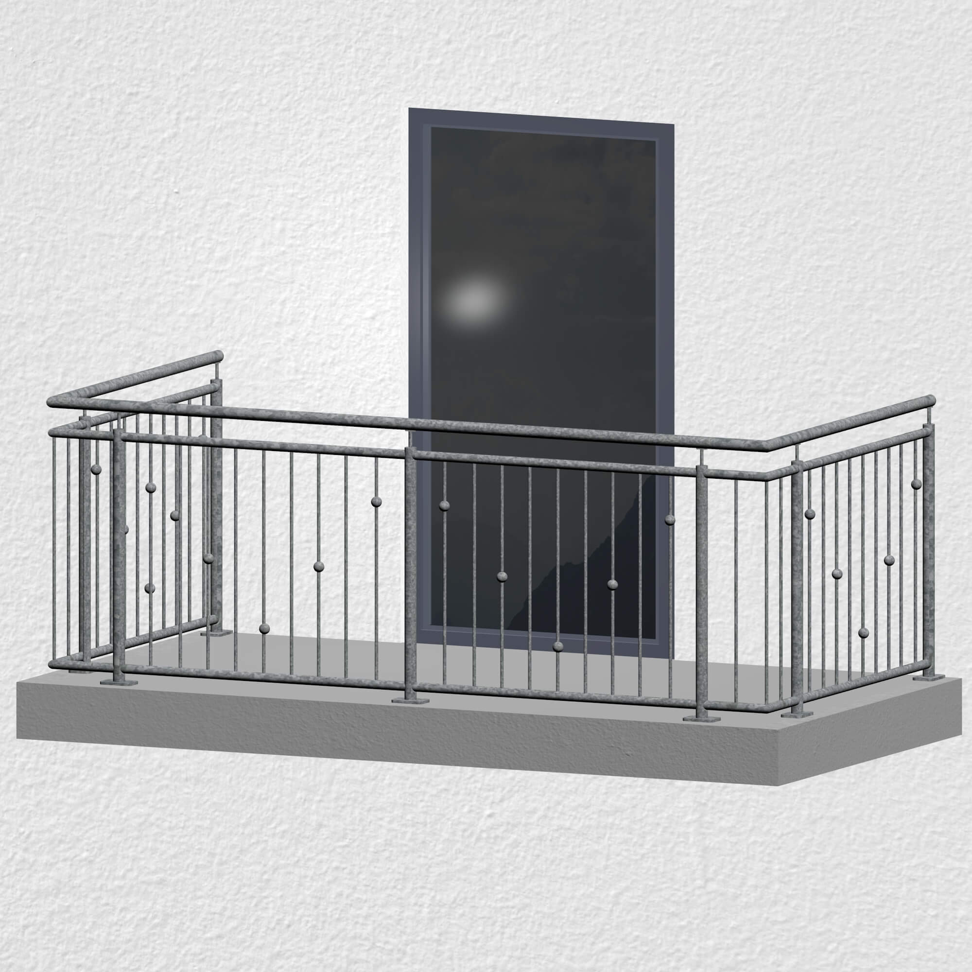 Balustrade de balcon en acier galvanisé à boules en V