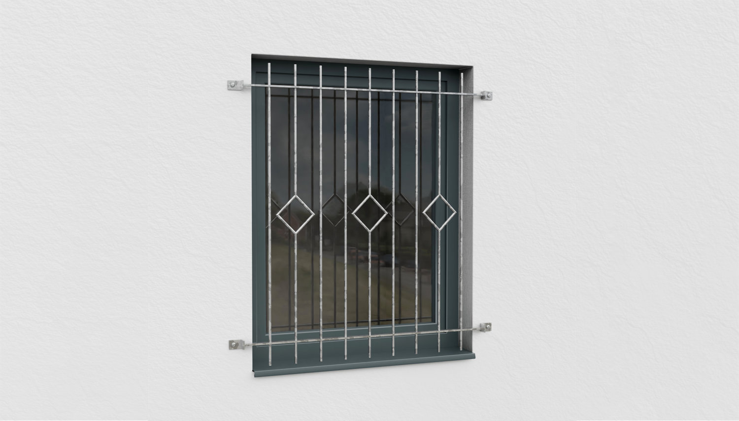 Grille de défense pour fenêtres en acier galvanisé carreau barre
