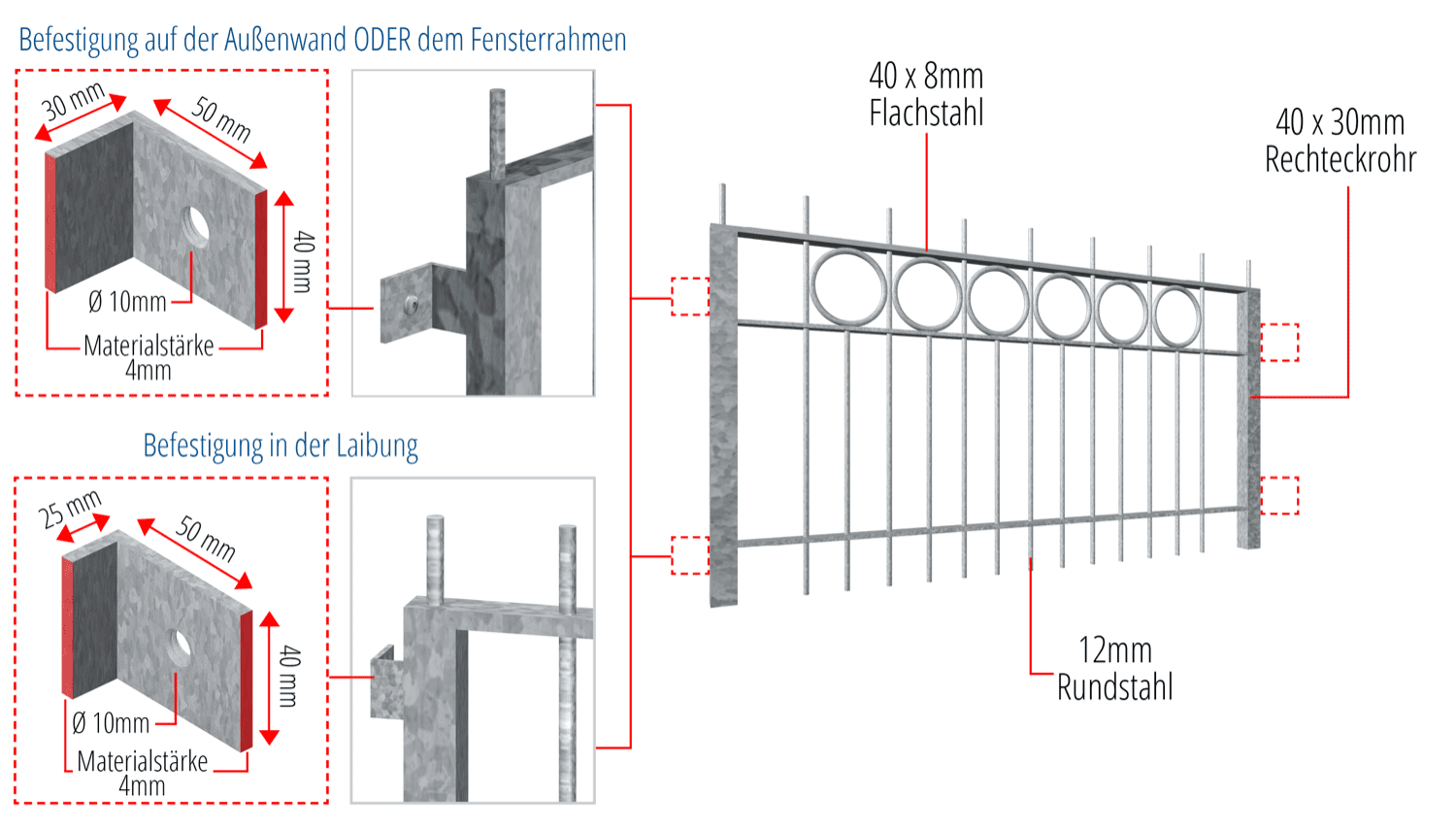 Grille de défense pour fenêtres pour la cave en acier galvanisé Lyon