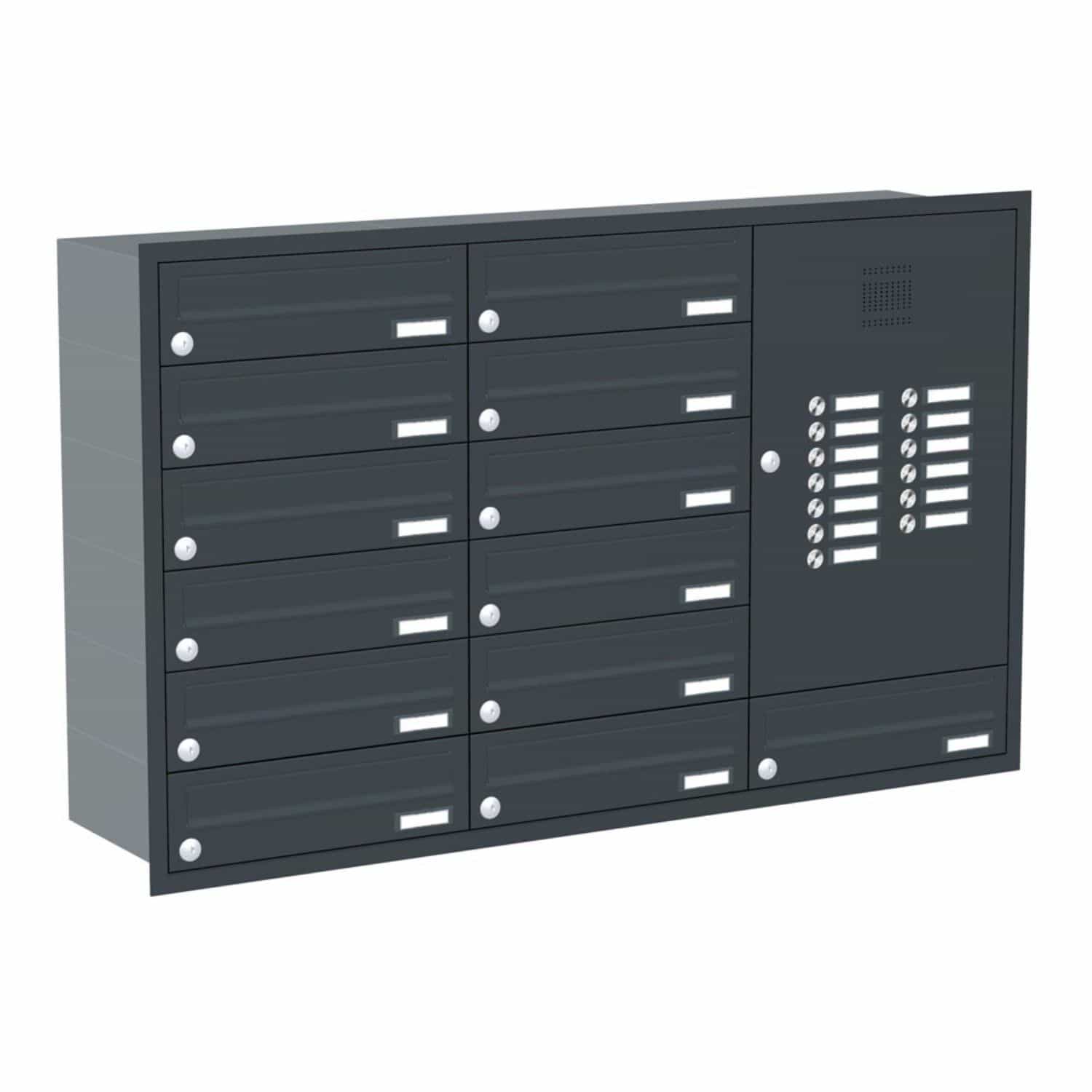 Briefkastenanlage | Unterputz | 13-fach | Waagerecht | Audio | Video | Farbe