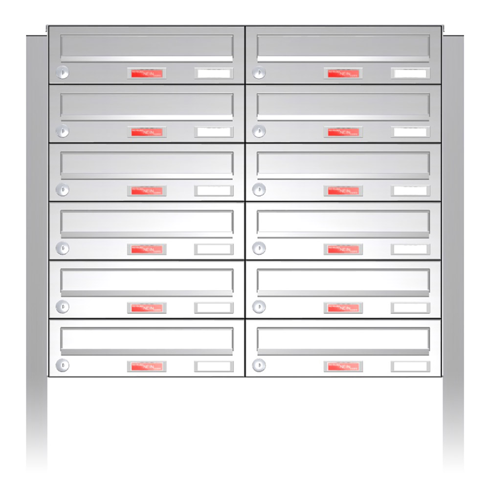 Briefkastenanlage | Freistehend | 12-fach | Waagerecht | Edelstahl